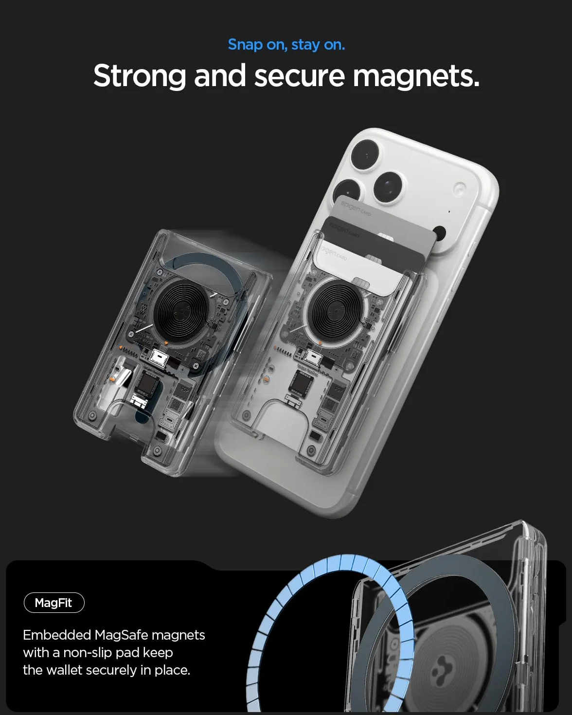 Spigen Ultra Hybrid MagFit Portafoglio MagSafe Wallet Magnetico Portacarte Compatibile con iPhone 17/16/15/14/13/12 Modelle, Accessori MagSafe - NeoOne