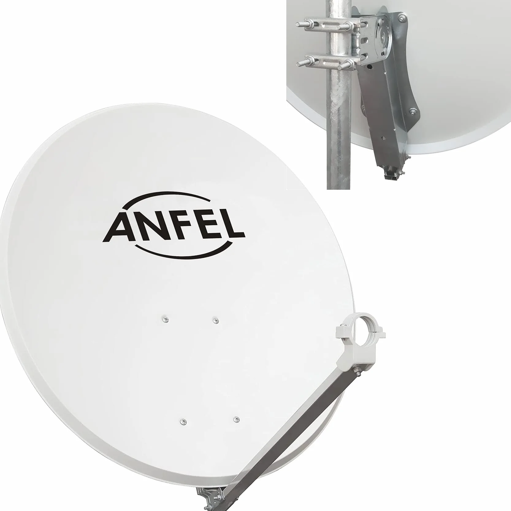 Parabola Satellitare 80 cm Supporto Disco in Ferro - Disco in Acciaio - Ideale per Zone Ventilate e per Ricevere i Canali MySky Sky HD SkyQ 4K Tivusat tivùsat UHD