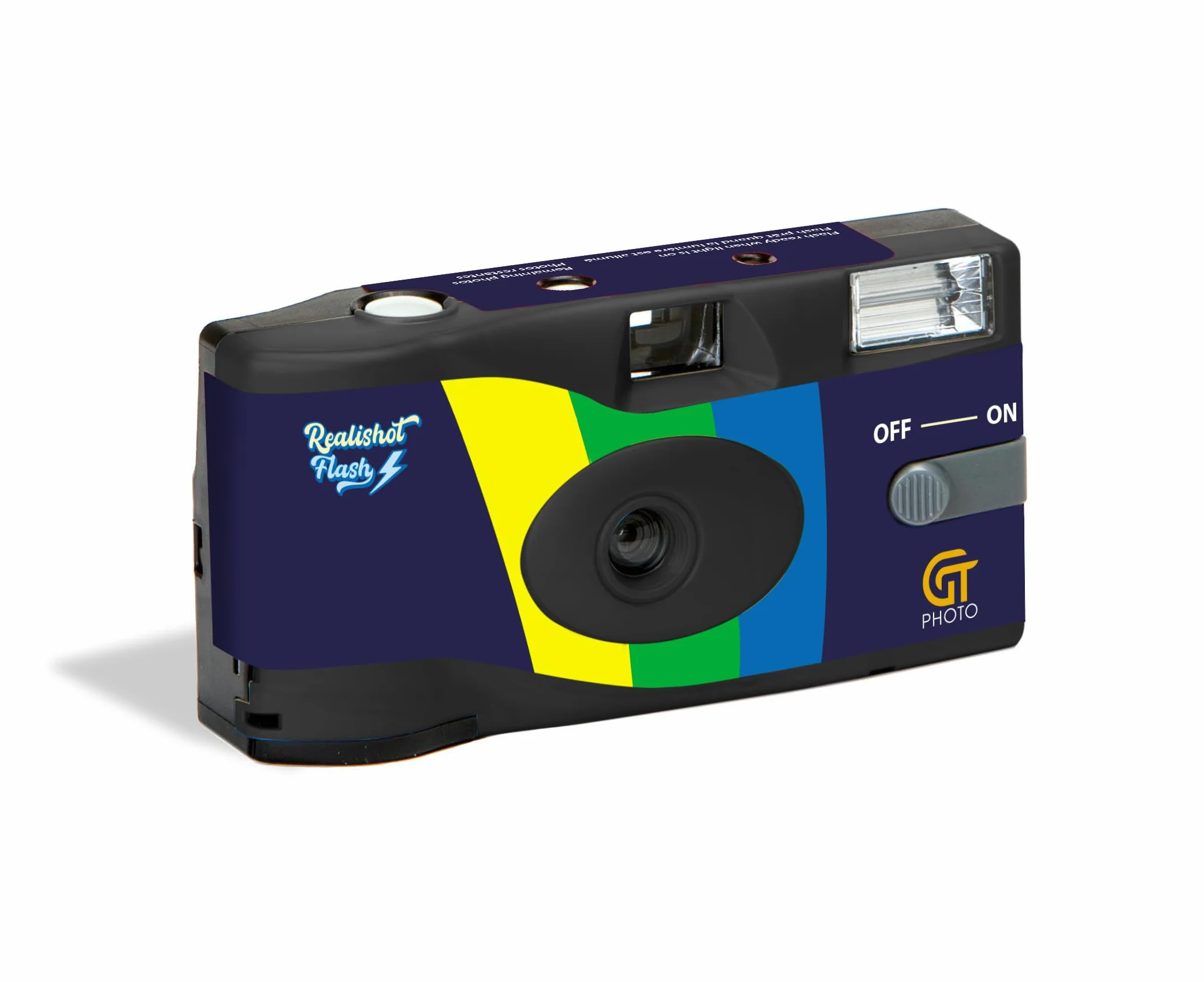 GT Photo - Fotocamera Monouso Realishot Flash, 27 Foto, Ideale per Eventi, Viaggi, Ricordi - Semplice da Maneggiare - Grigio