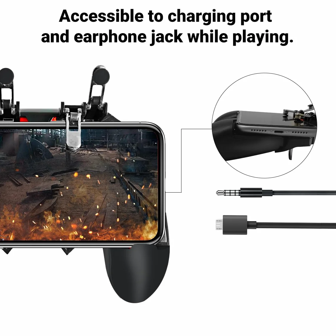 Ozkak Mobile Controller Smartphone Gamepad semplificato Portatile 4 Trigger L1R1 L2R2 Universel per PUBG COD Android iOS iPhone Samsung cellulare con larghezza da 7 a 9,5 cm
