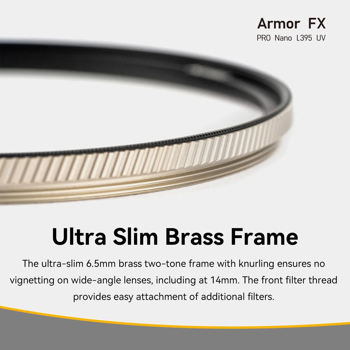 NiSi Armor FX PRO Nano L395 UV - Resistente agli urti, blocco ultravioletto, filtro di protezione dell'obiettivo, vetro ottico ad alta definizione, cornice in ottone sottile, bassa riflessione,