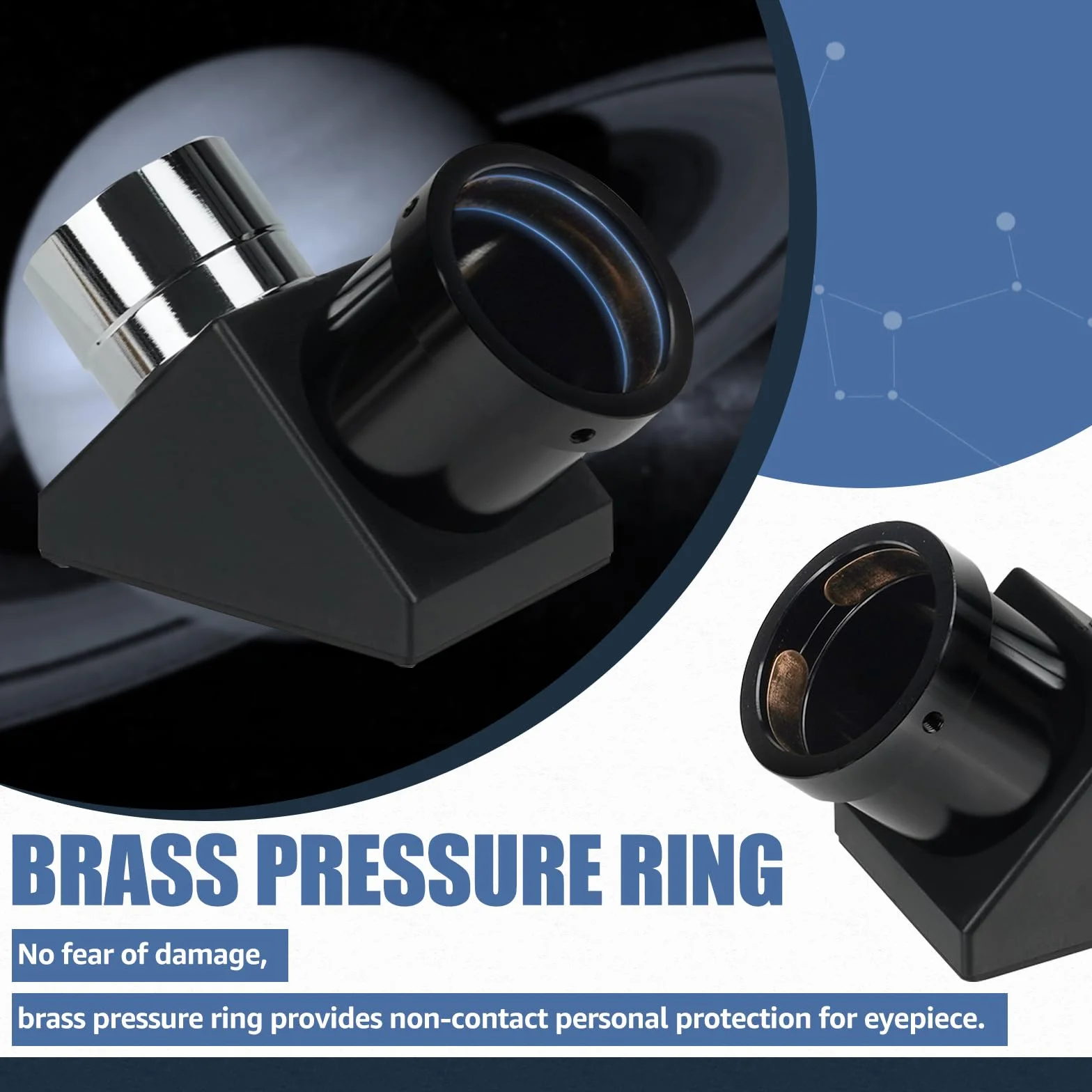 Svbony SV221 Specchio Diagonale, Adattatore Diagonale da 1,25pollici a 90 Gradi con Anello di Pressione in Ottone Accessori per Oculare Telescopio in Alluminio per Osservazioni Astronomiche da Terra