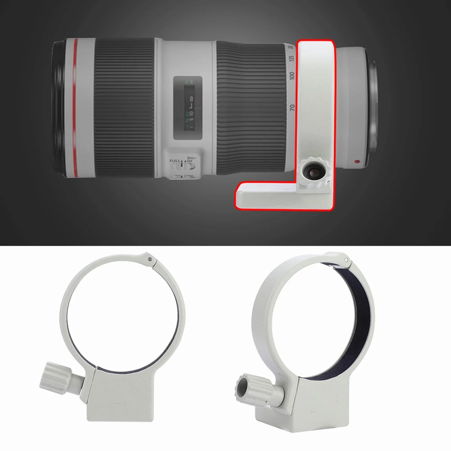 Anello Collare per Montaggio su Treppiede in Lega di Alluminio per 70-200mm F4/F4L IS USM Bilancia Teleobiettivo Pesante con EF 300mm F/4L USM/EF 400mm F/5.6L USM