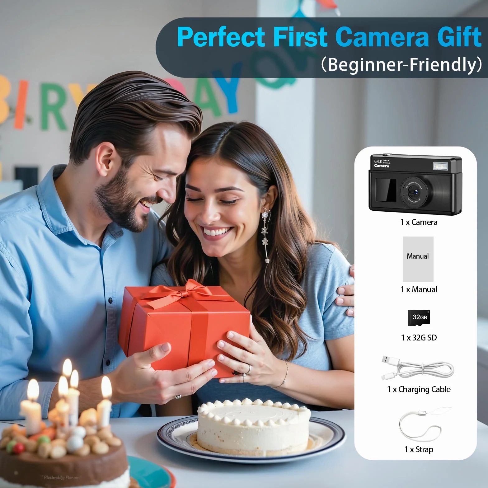 Macchina Fotografica Digitale, Fotocamera Digitale Compatta 4K 64MP, Scheda da 32 GB, Anti-vibrazione, Zoom 18X, Videocamera per Vlogging per Adolescenti, Principianti, Adult (Nero)