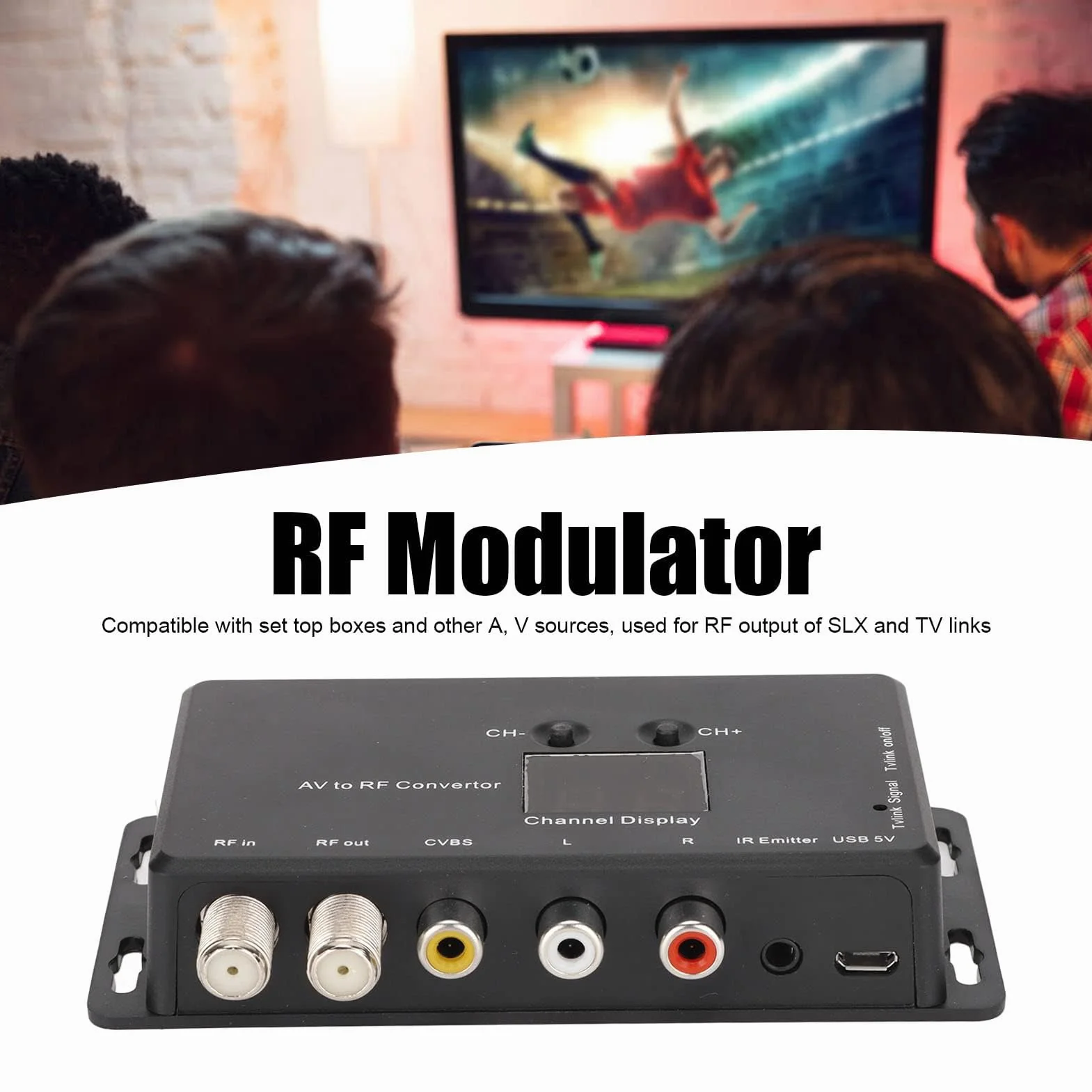 Modulatore UHF TV Link, Convertitore RF Compatibile con Decoder