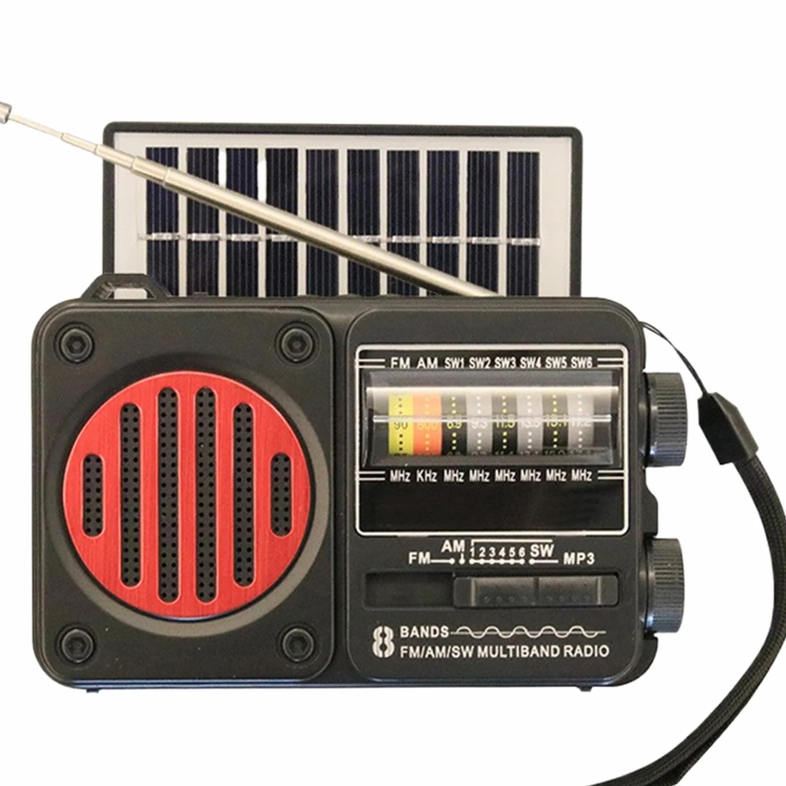Radio a Manovella a Batteria con Torcia USB e Solare per Campeggio Sopravvivenza