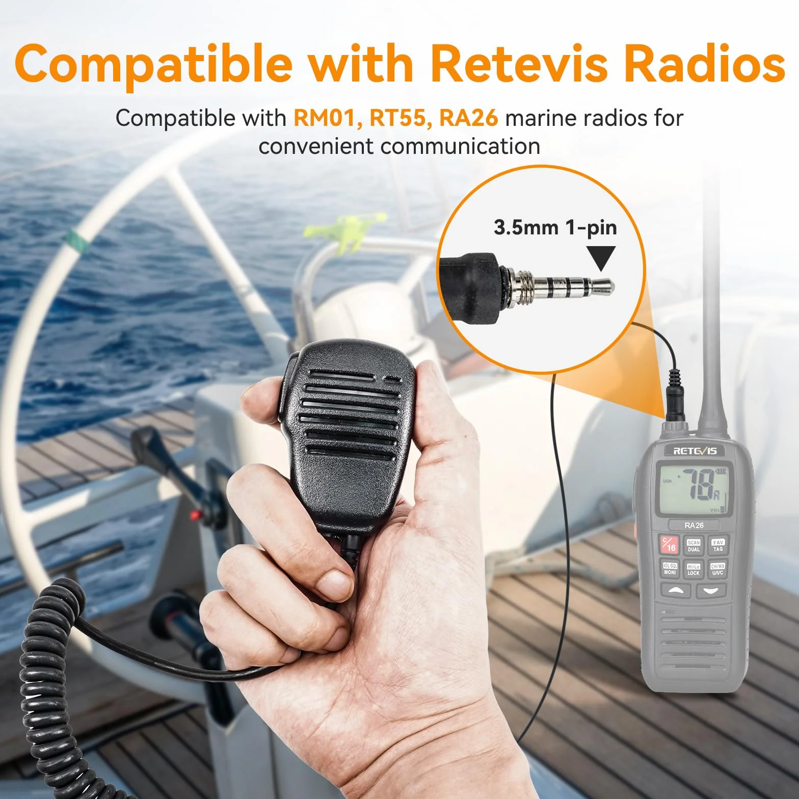 Retevis Altoparlante 1 Polo 3,5 mm Compatibile RM01 RT55 RA26 Marine Walkie Talkie