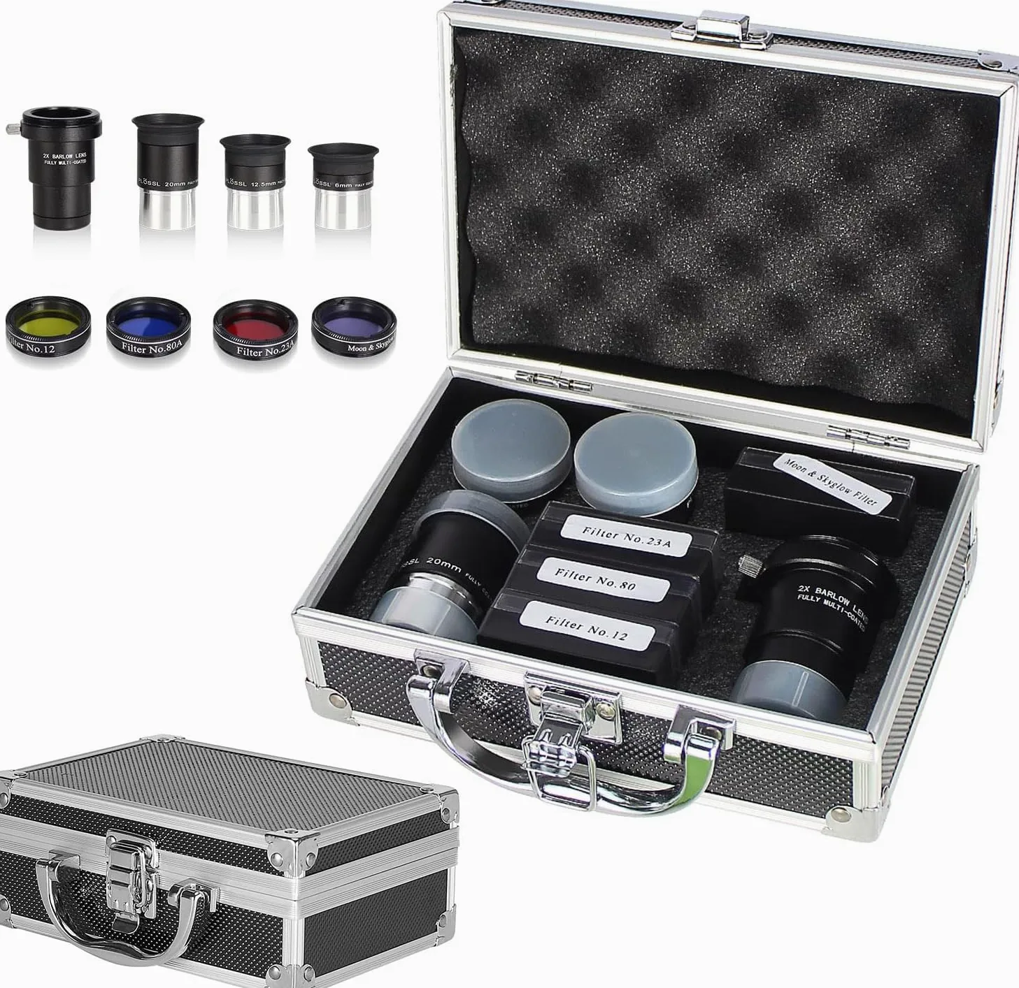 Celticbird Set di accessori per telescopio astronomico – con 3 oculari Plossl, 4 set di filtri, una lente Barlow 2x (S8-1)