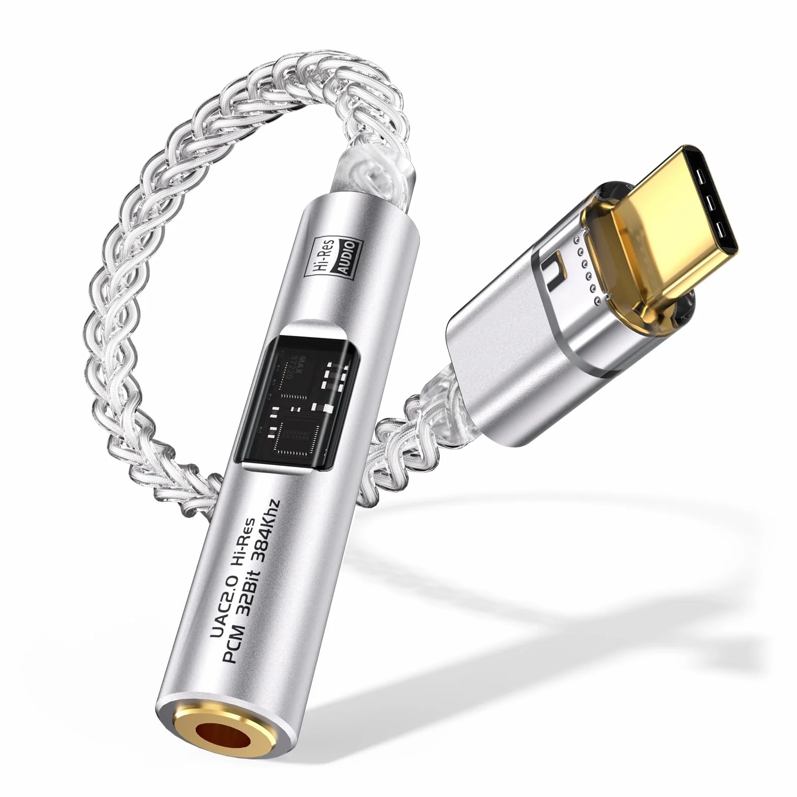 Adattatore DAC USB-C per Cuffie, CX31993+MAX97220 32 bit/384 kHz da Type-C a jack da 3,5 mm, Amplificatore Audio ad Alta Risoluzione per cuffie, Adattatore Hi-Fi per iPhone, iPad, Galaxy