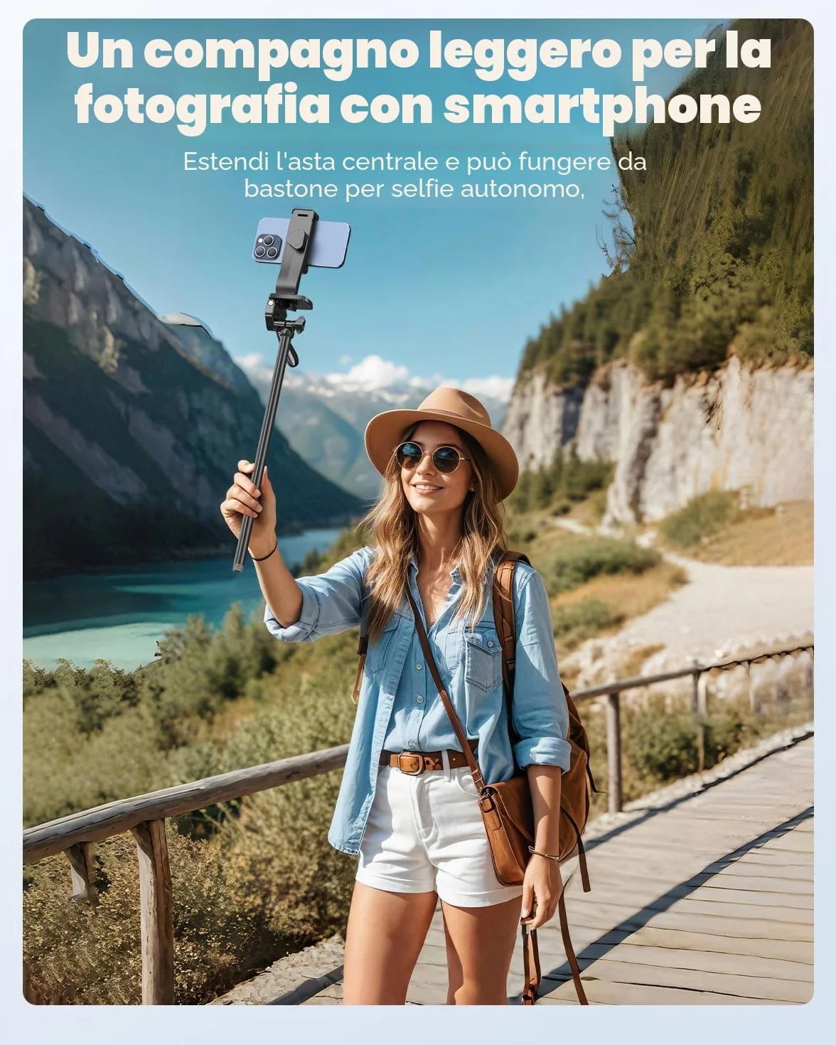 CAMBOFOTO Treppiede orizzontale 185 cm per iPhone/fotocamera, Treppiede overhead per smartphone flessibile, Supporto per telefono per riprese video/Borsa da trasporto
