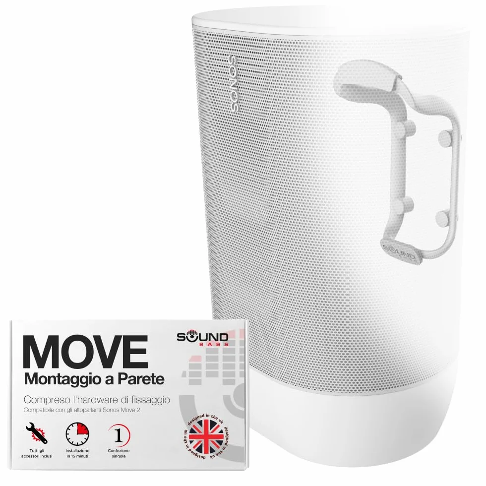 Sound bass staffa da parete per altoparlante Move, resistente alle intemperie, compatibile con Sonos Move e Move 2, con accessori di montaggio inclusi (Move 2 - Bianco)