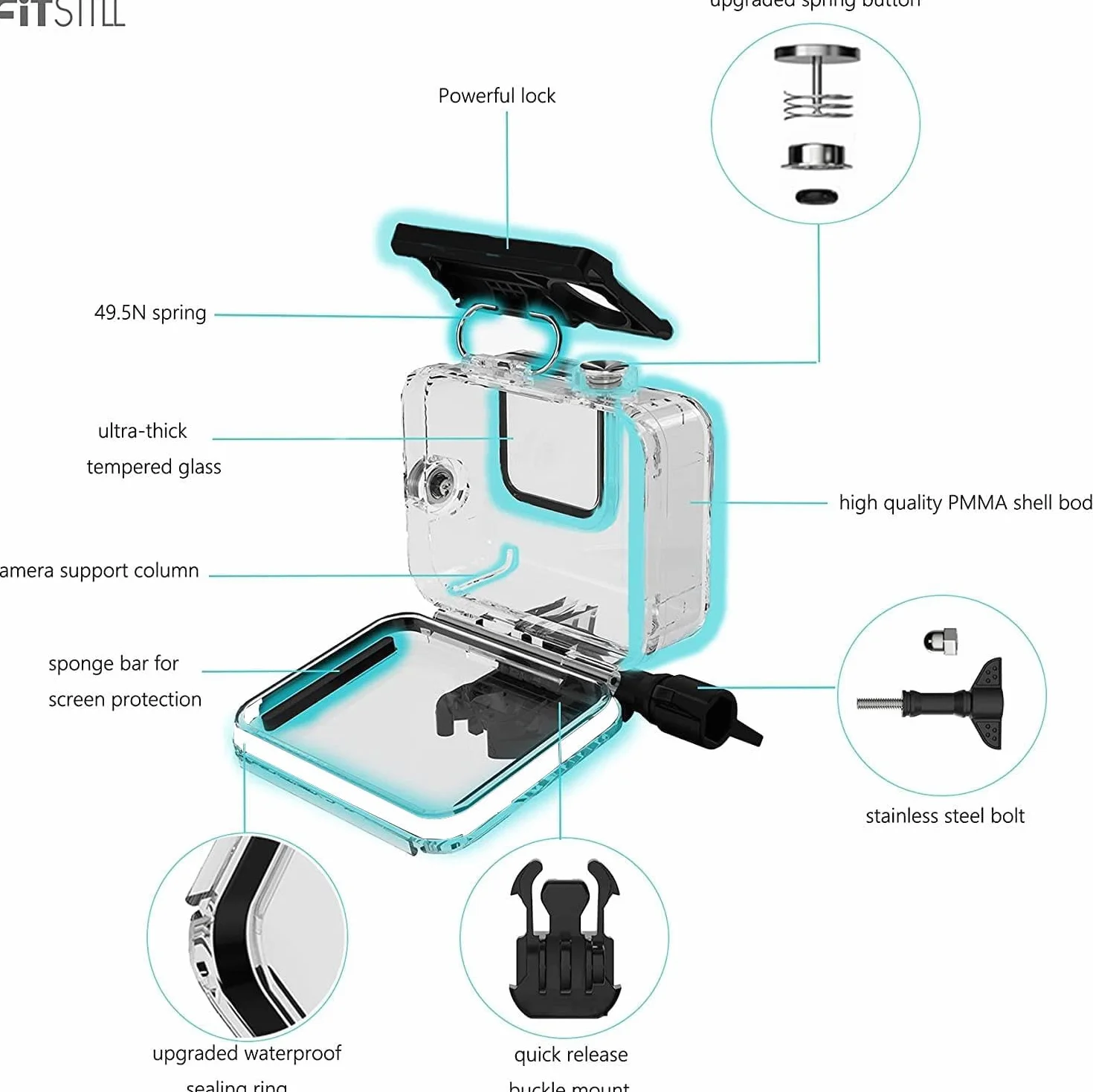 GoPro replacement Dive custodia impermeabile per HERO4, Hero3 + e Hero3