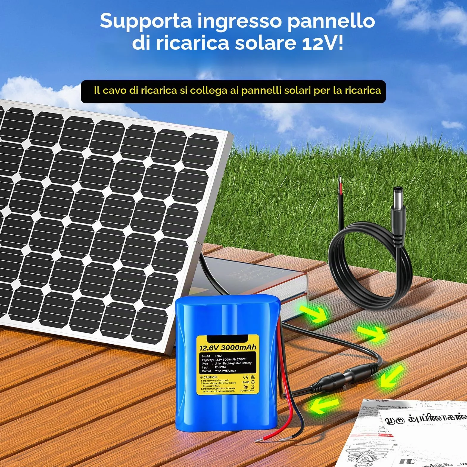 CITYORK 12,6 V CC 3000 mAh batteria ricaricabile agli ioni di litio per pannelli solari, telecamere CCTV, videocamere, strisce luminose LED, lettori MP3, progetti fai-da-te e altro ancora