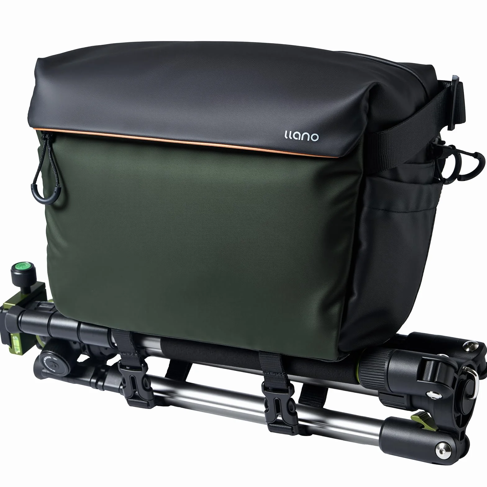 llano Borsa a tracolla per fotocamera DSLR/Mirrorless, borsa fotografica compatta crossbody con tracolla regolabile, adatta per Canon/Nikon/Sony, per 1 fotocamera, 2 obiettivi e accessori (Verde)