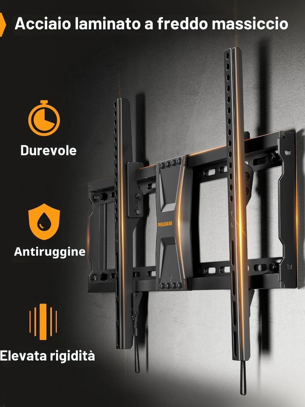 Perlegear Supporto TV Parete 37-82 Pollici, Staffa TV Inclinabile 60 kg, VESA 600x400 mm