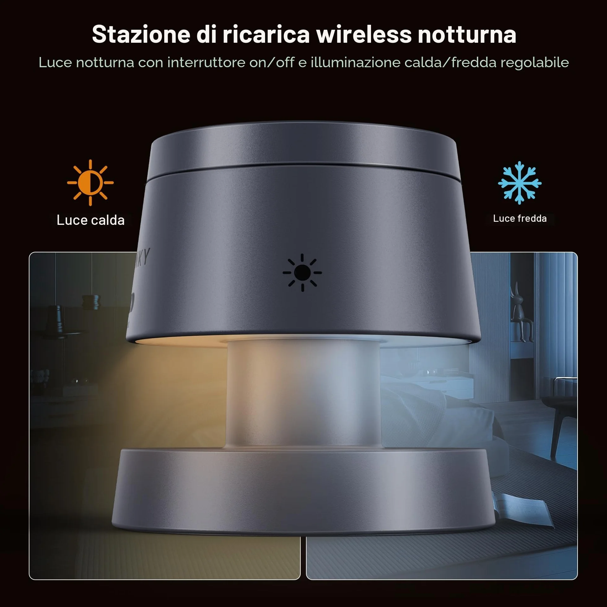 iVANKY 4 in 1 Caricabatterie wireless per iPhone 17e Stazione di ricarica con luce notturna, Qi2 15W 3 in 1 MagSafe caricabatterie per iPhone 17/16/15/14/13/12/11/Pro/Max, Apple iWatch, Airpods