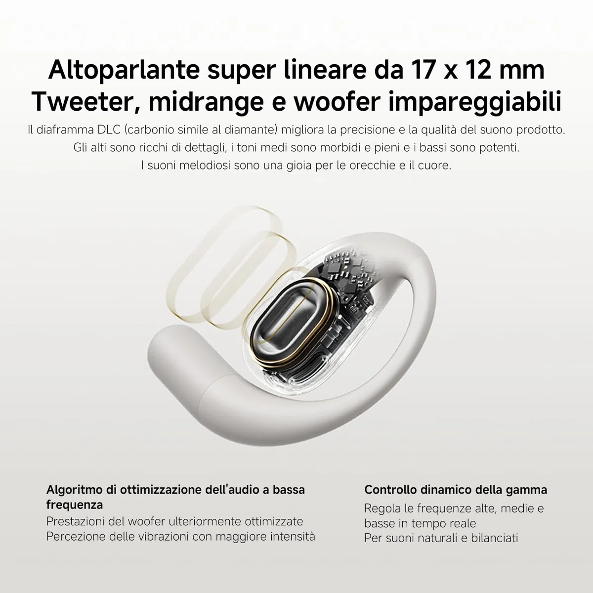 XIAOMI OpenWear Stereo, Cuffie Bluetooth, custodia di ricarica, Hi-Res Audio con driver dinamico, Fino a 38,5 ore di ascolto, Doppio microfono con riduzione del rumore, Design Ergonomico, Grigio