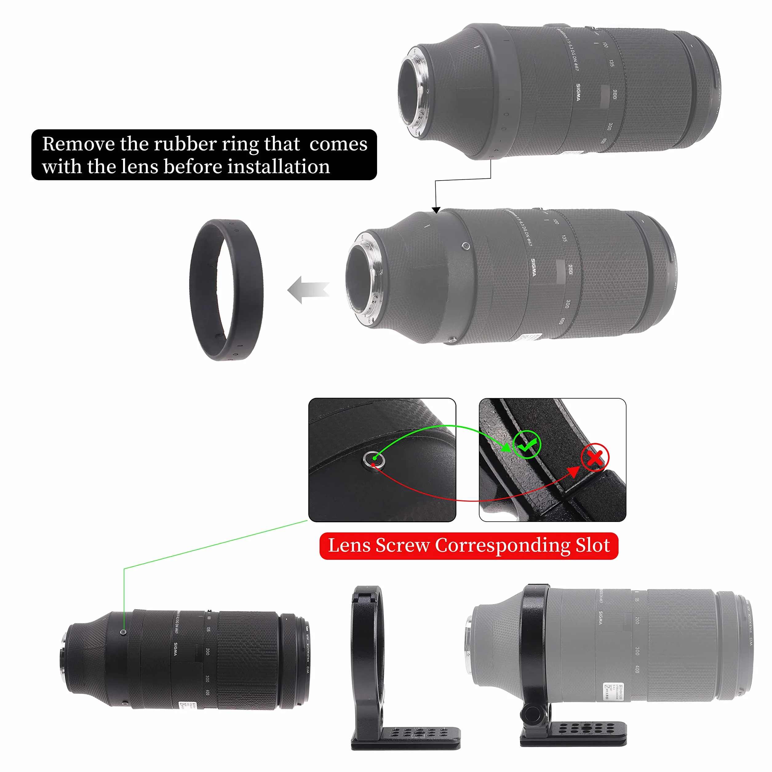 Hersmay Fascetta per treppiede in metallo per obiettivo Sigma 100-400 F5-6.3 DG DN OS per Sony E Mount Art 105 mm F1.4 DG HSM, piastra a sgancio rapido integrata