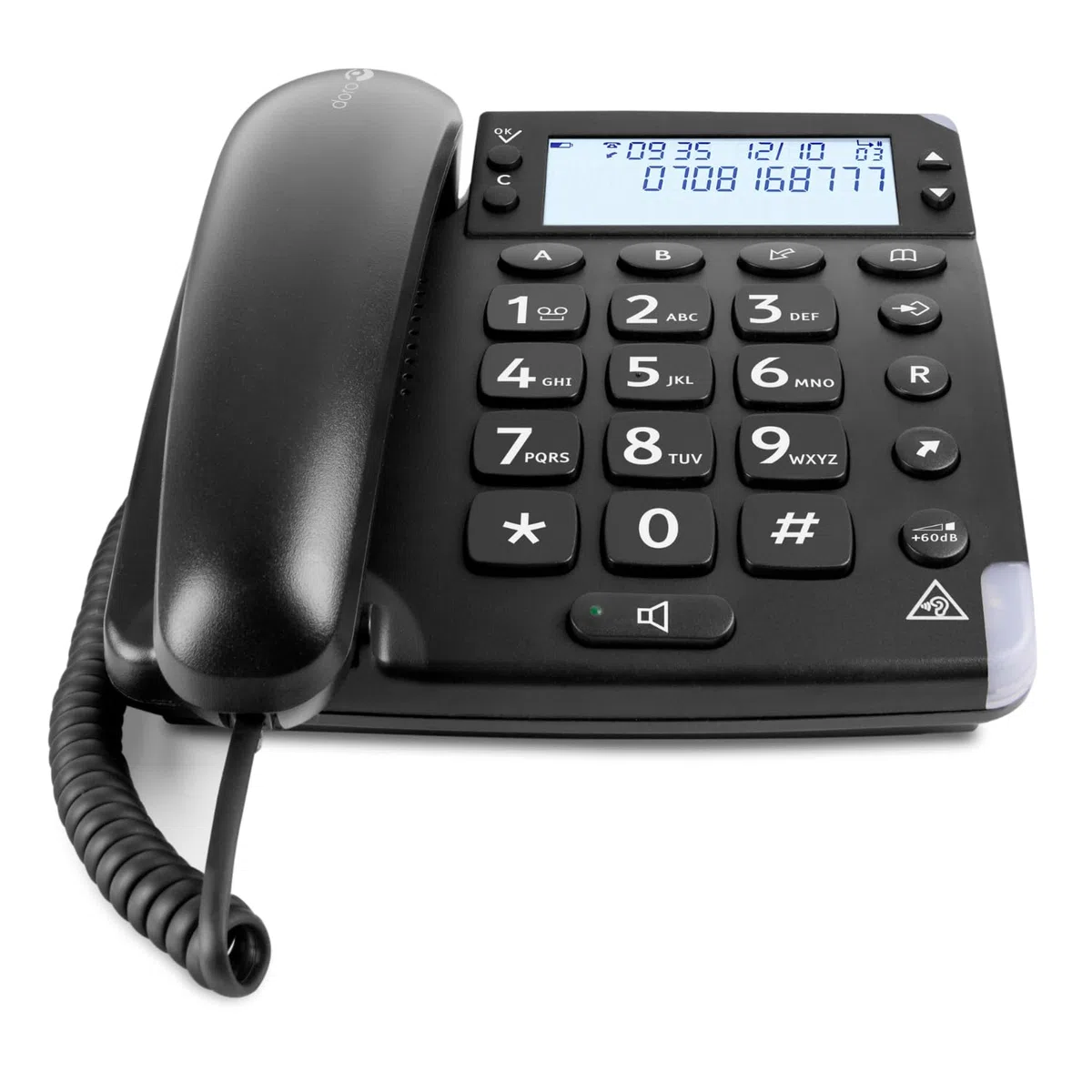 Doro Magna 4000 Telefono Fisso Casa per Anziani - Cornetta - Tasti Grandi - Volume Alto - Display - Compatibile Apparecchi Acustici - LED Chiamate - Vivavoce - No Segreteria (Nero)