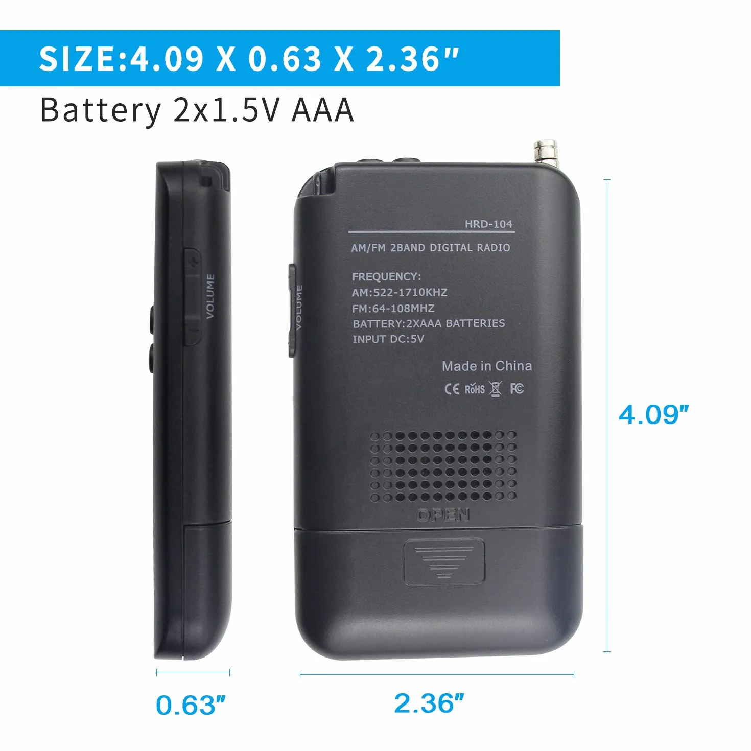 Mini Radio Tascabile AM/FM Portatile Digitale con Altoparlante Trasparente Lettore Musicale Sveglia Timer Auricolare