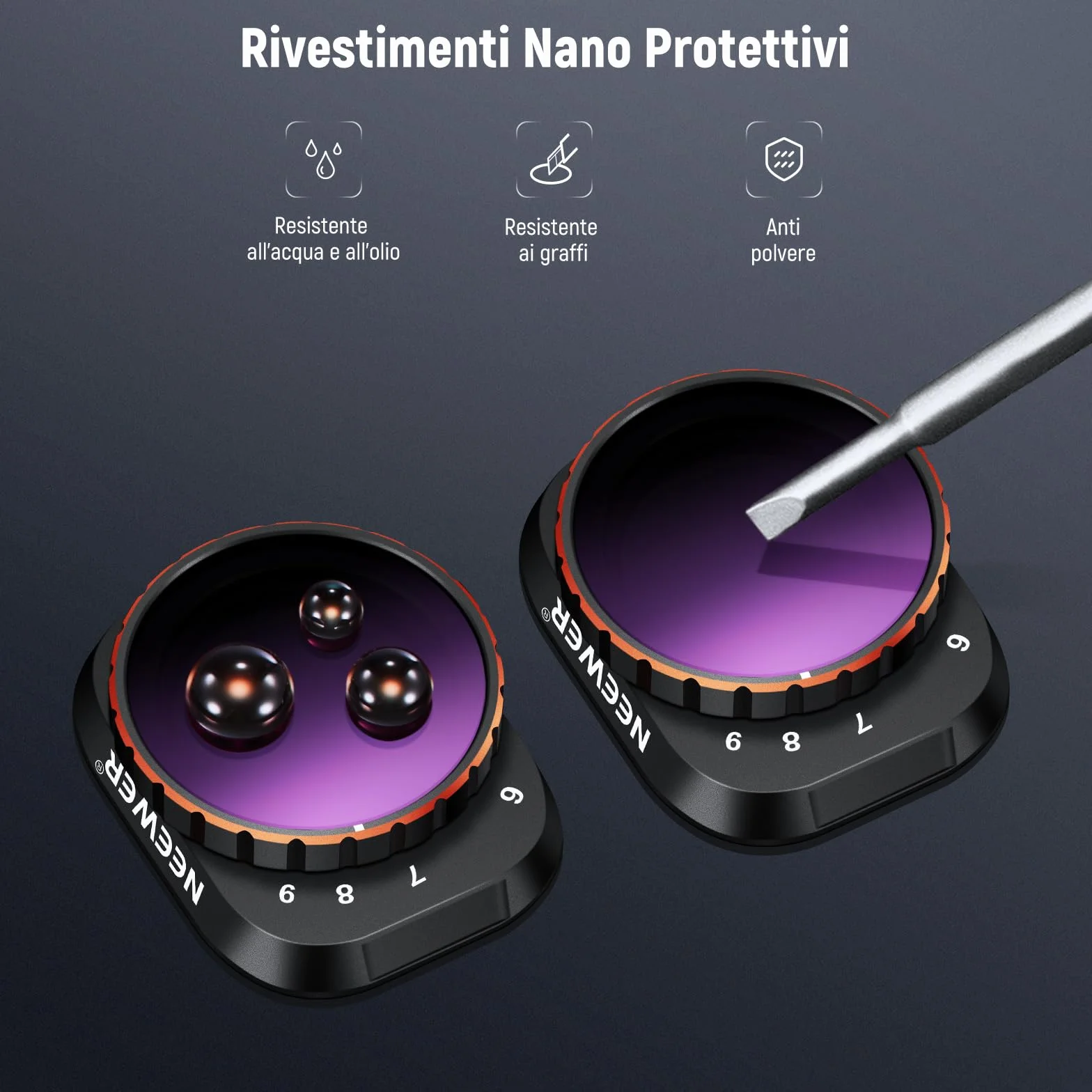 NEEWER Filtro ND Variabile Compatibile con DJI Mini 3 Pro, ND32-512 5-9 Stop a Scatto Vetro Ottico HD Multistrato Telaio Sottile in Metallo per Fotocamera Drone per Video, Accessori Fotografia Aerea