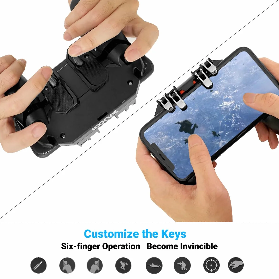 Ozkak Mobile Controller Smartphone Gamepad semplificato Portatile 4 Trigger L1R1 L2R2 Universel per PUBG COD Android iOS iPhone Samsung cellulare con larghezza da 7 a 9,5 cm