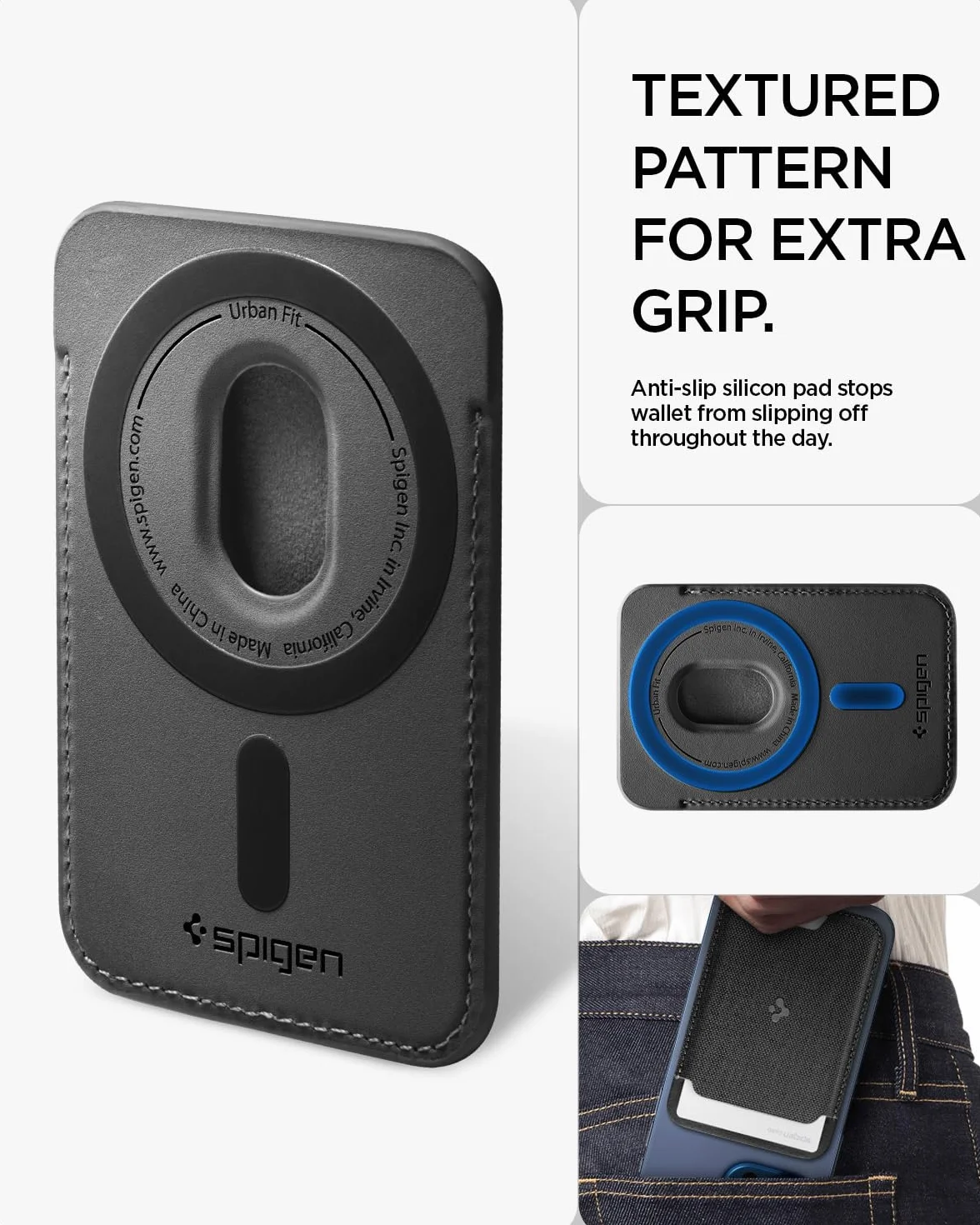 Spigen Urban Fit MagFit Portafoglio (5 carte) Magsafe Wallet Magnetico Portacarte Compatibile con iPhone 17/16/15/14/13/12 Modelle, Accessori MagSafe - Nero