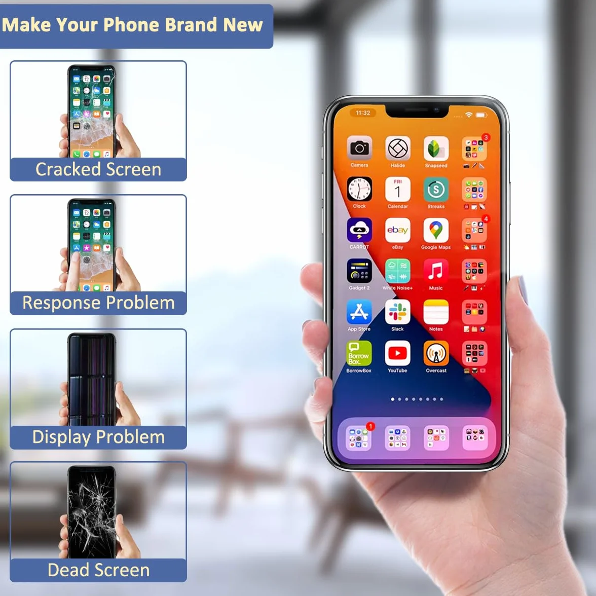 Yodoit Display per iPhone 13, Kit di Ricambio Schermo LCD da 6,1 Pollici, digitalizzatore Touch FHD con Kit di Riparazione, Pellicola Protettiva, Compatibile con Modelli A2482, A2631, A2634, A2635