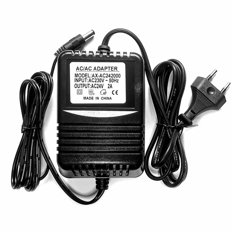 Adattatore AC/AC, uscita CA 24 V, ingresso CA 230 V, 2 A, trasformatore UE da 230 V a 24 V 2000 mA