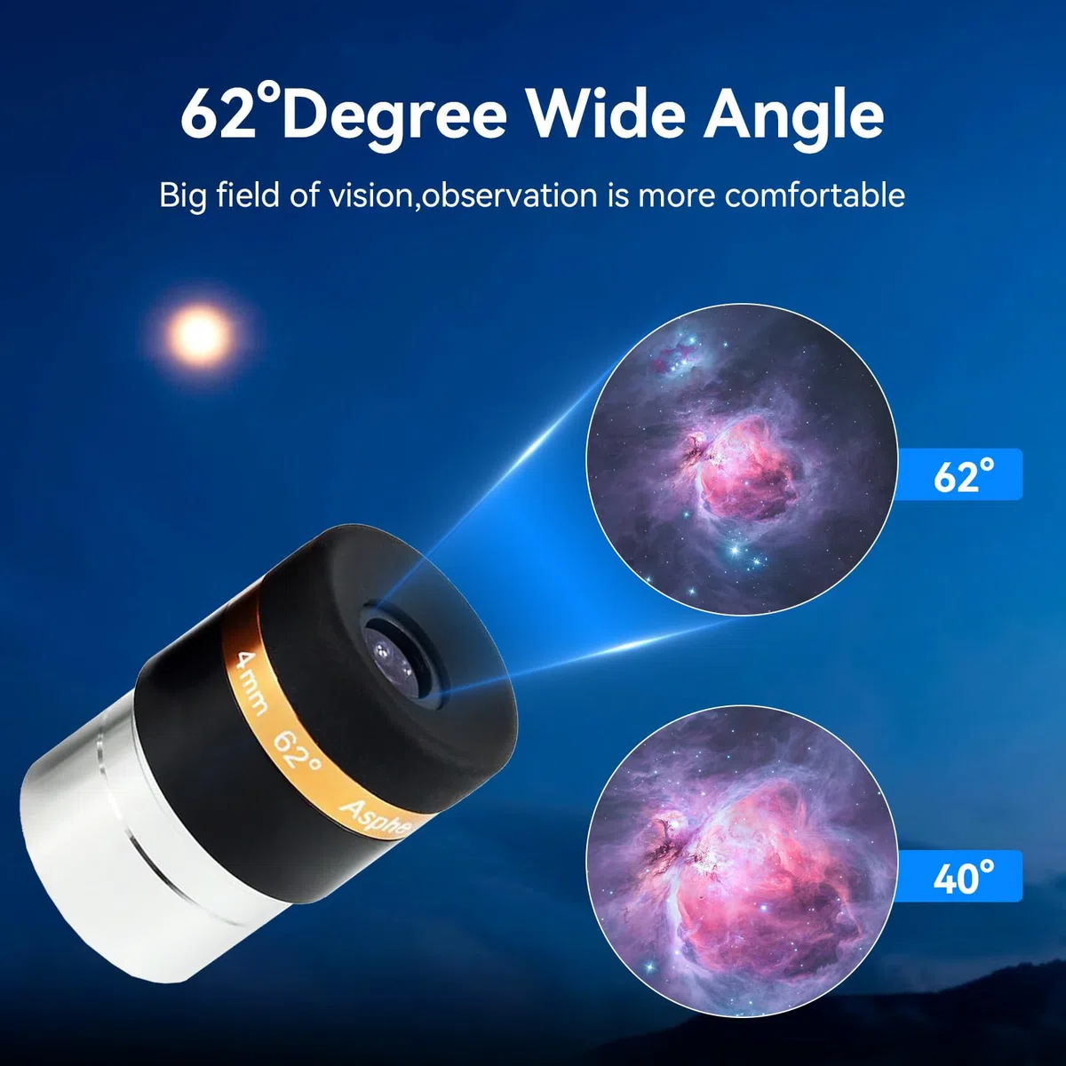 Svbony Oculare Set con Barlow Lente 2x, 4mm 10mm 23mm 62 gradi Grandangolo Planetario Oculare Kit e Barlow in metallo, 1,25 pollici Lente FMC per Osservazioni di Galassie Planetarie Lunari