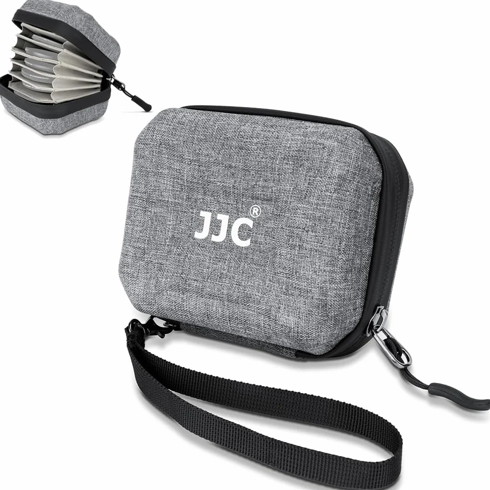 JJC Custodia rigida per 10 filtri, diametro ≤ 67 mm, antipolvere e impermeabile, per filtro ND UV CPL, con cinghia da polso + panno di pulizia