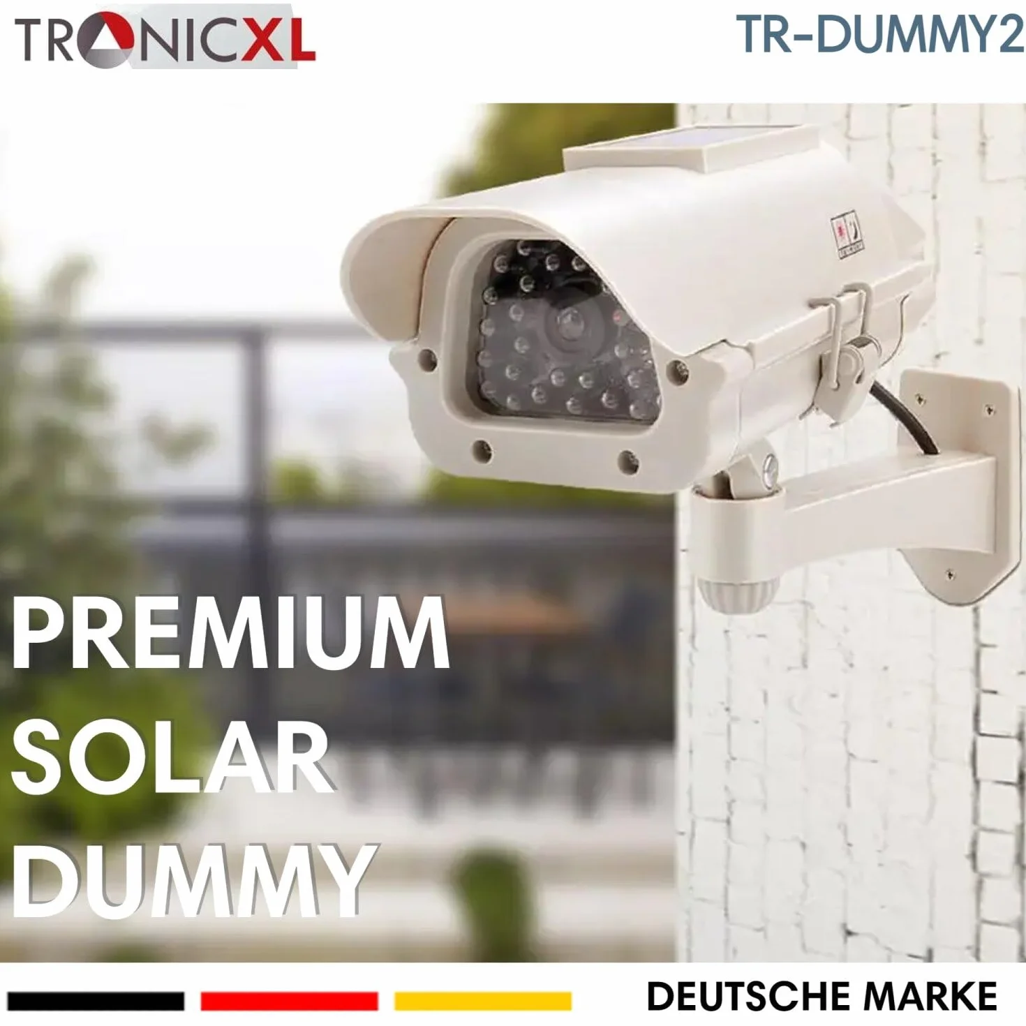TronicXL Telecamera di sorveglianza solare di alta qualità, CCTV con LED lampeggiante, CCD professionale, per interni ed esterni
