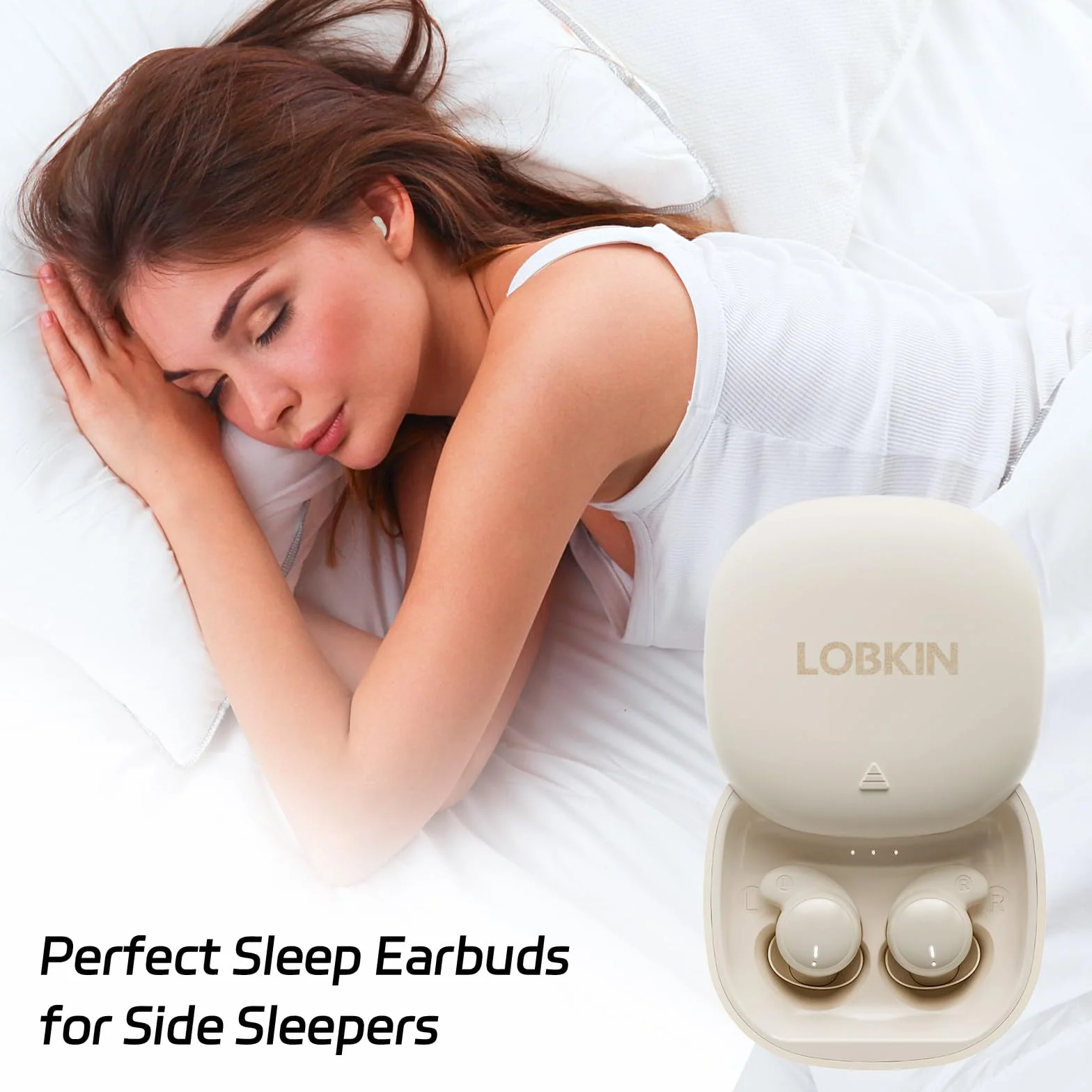LOBKIN Cuffie Per Dormire, Cuffie Antirumore Per Dormire,Mini Auricolari Invisibili Bluetooth 6.0 In Silicone Liquido,Auricolari Per Dormire, Adatte Per Sport, Yoga e Viaggi