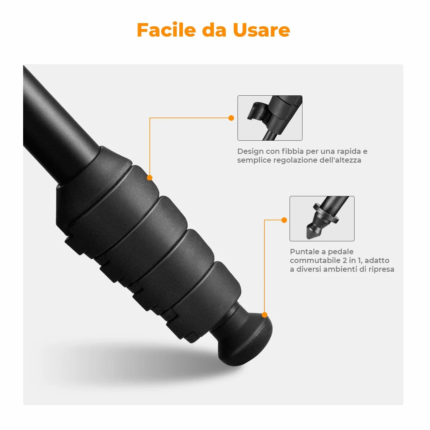 K&F Concept Monopiede Fotocamera 160cm, Bastone Selfie Multifunzionale per Gopro DSLR con Cavo anti-Perdita, Bastone da Passeggio estensibile con bussola, Carico Max 10kg, Peso 0,33kg - MS16