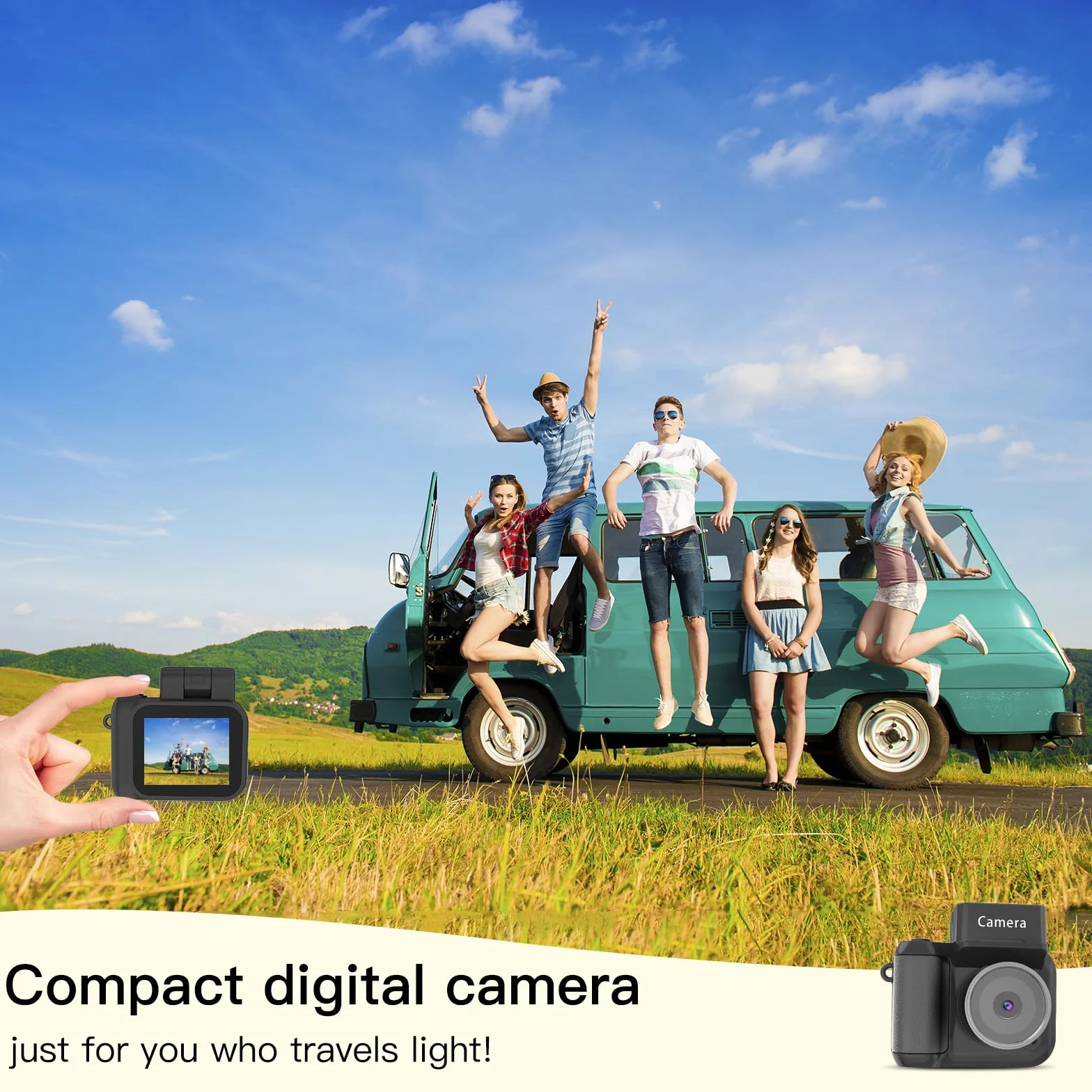 Mini Fotocamera Digitale Compatta 1080P, Mini Fotocamera Portachiavi con Schermo 1.4" e Luce LED, macchina fotografica vintage per Viaggi, Vlogging e Regalo di Laurea (Scheda SD 32GB Inclusa)