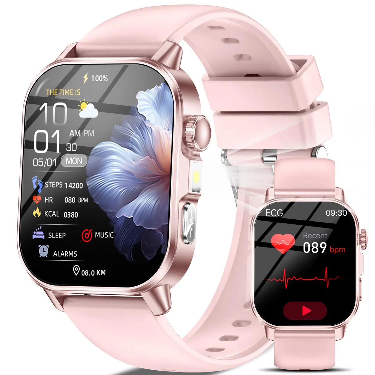 2026 Nuovo Smartwatch Donna con ECG/Pressione Sanguigna/Sonno/Acido Urico/Temperatura/HRV/Cardiofrequenzimetro/BMI/Emozioni/Fatica, 2,0"Orologio Salutare con Torcia LED/Funzione Telefono/Pulsante SOS