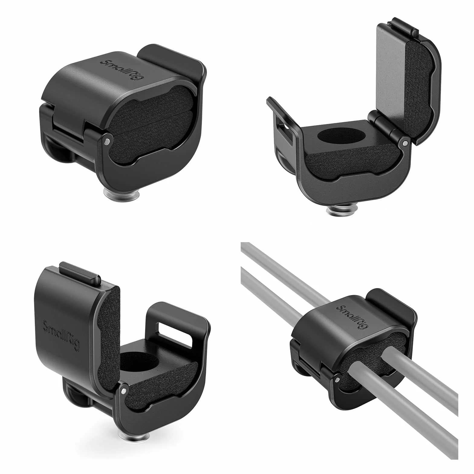SMALLRIG Morsetto per Cavo per Fotocamera (4 pezzi) per Cavo HDMI/SDI/Microfono, Supporto per Montaggio con Blocco del Cavo per Fotocamera DSLR Cavo da 2-6 mm - 3685