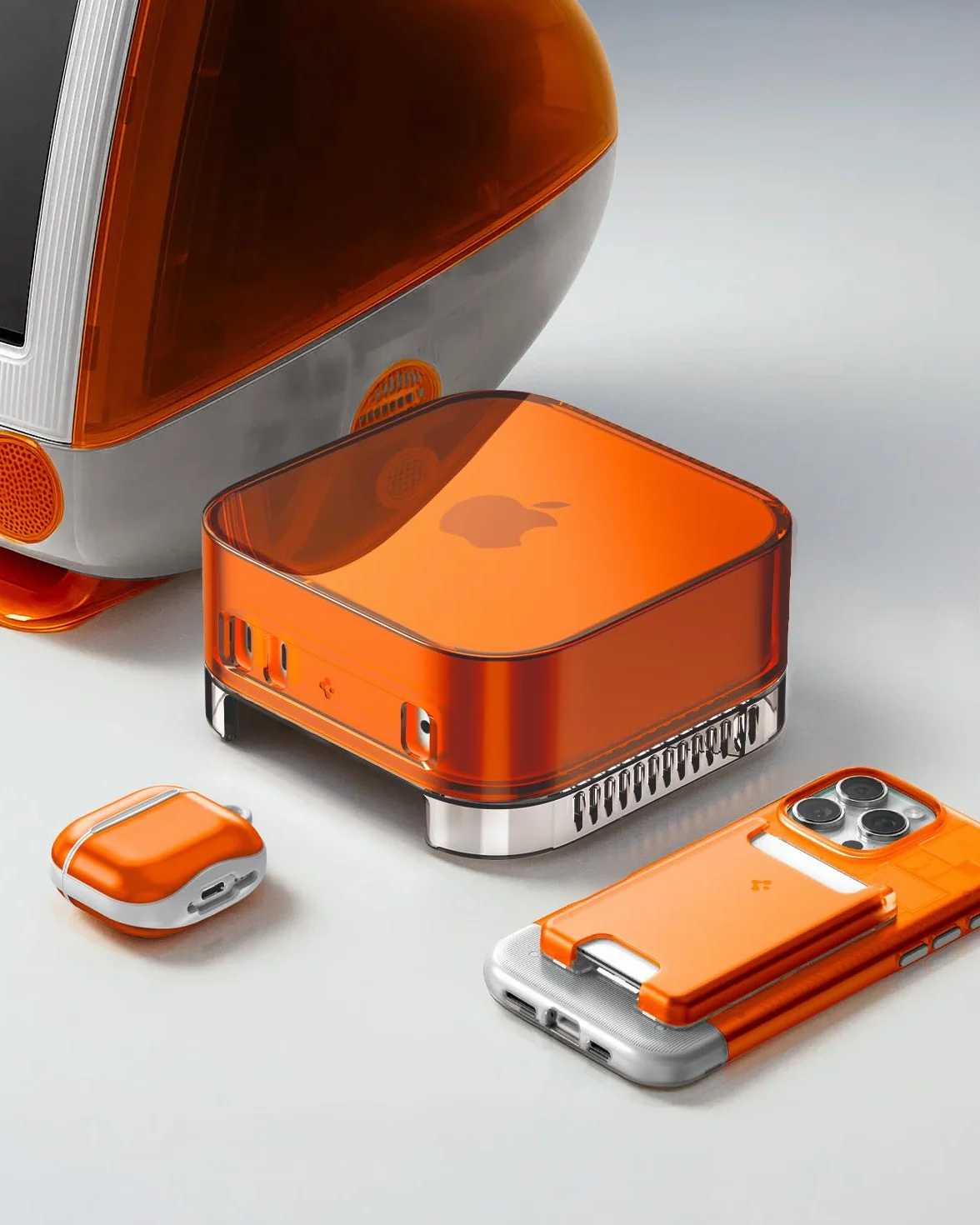Spigen Classic C1 Cover con Supporto per filtro dell'aria integrato Compatibile con Mac mini M4 / M4 Pro Chip (2024) - Tangerine