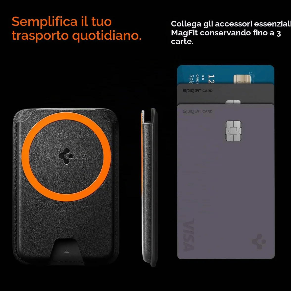 Spigen Valentinus MagFit+ Portafoglio (3 carte) MagSafe Wallet MagSafe Compatibile con iPhone 17/16/15/14/13/12 Modelle, Accessori MagSafe - Nero