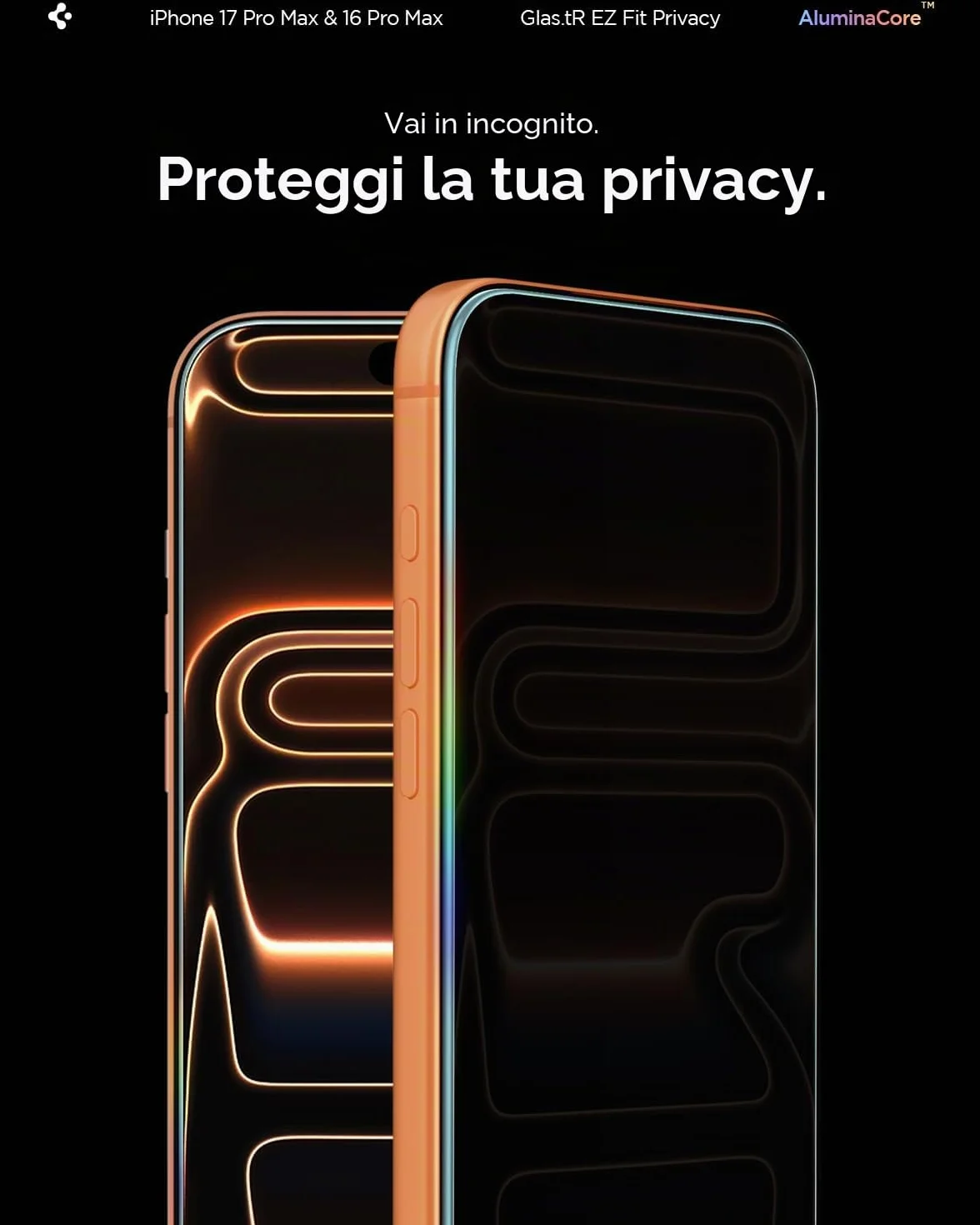 Spigen Glas.tR EZ Fit Vetro Temperato compatibile con iPhone 17 Pro Max, iPhone 16 Pro Max, 2 Pezzi, Anti-Spia, Protezione della Privacy, Durezza 9H Pellicola prottetiva