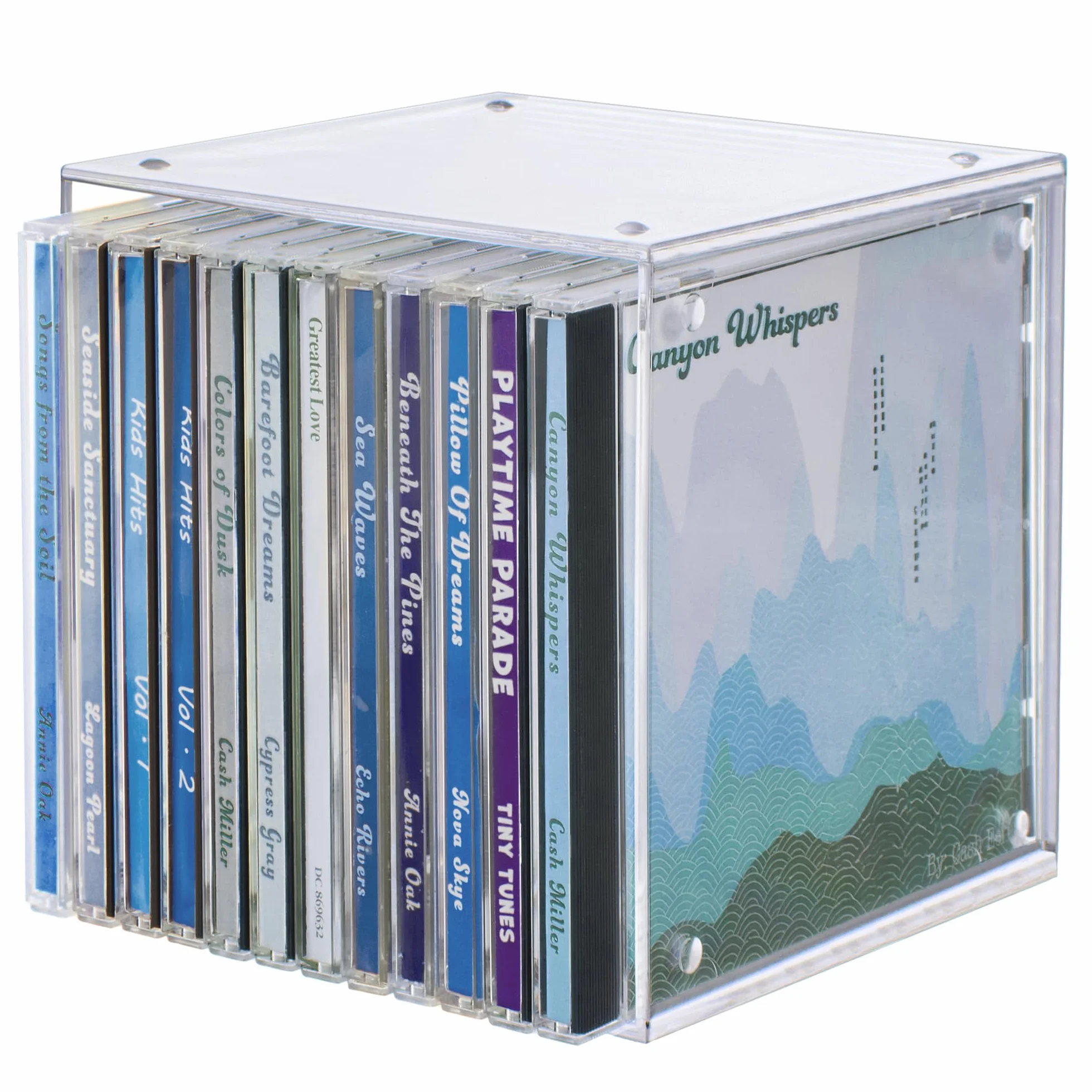 STORi Organizzatori impilabili per CD in plastica trasparente (confezione da 2) cubi porta gioielli, perfetti per sala teatro, contiene fino a 12 custodie per CD per organizer, prodotti negli Stati