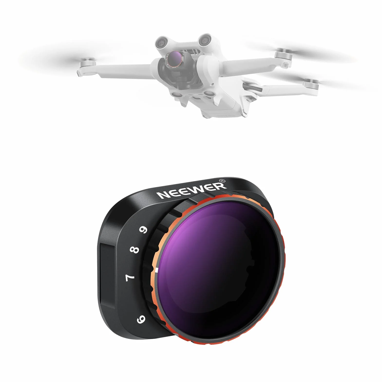 NEEWER Filtro ND Variabile Compatibile con DJI Mini 3 Pro, ND32-512 5-9 Stop a Scatto Vetro Ottico HD Multistrato Telaio Sottile in Metallo per Fotocamera Drone per Video, Accessori Fotografia Aerea