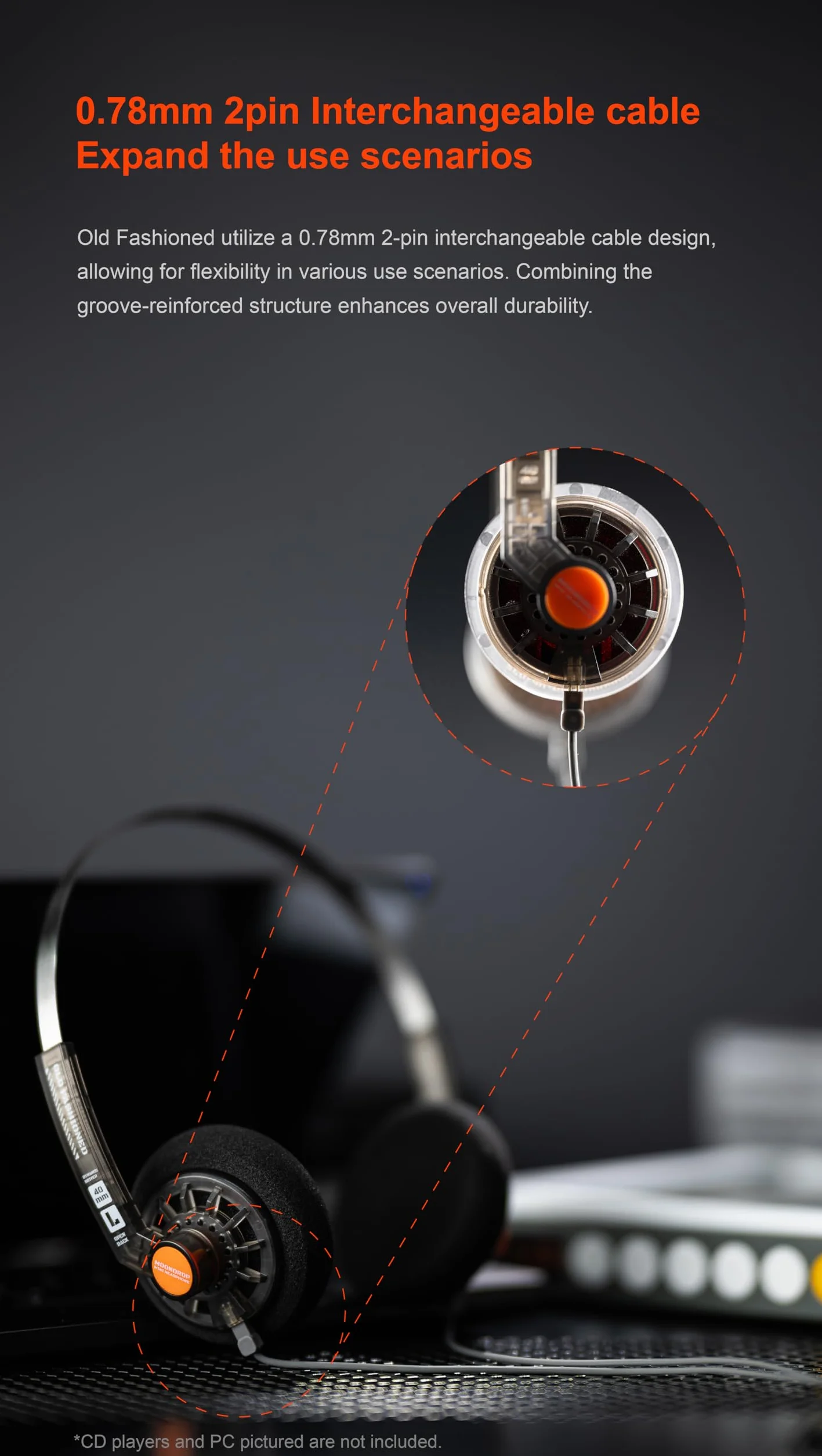 Moondrop Old Fashioned 40mm On-Ear Cuffia con 0.78mm 2pin Cavo 3.5mm Spina
