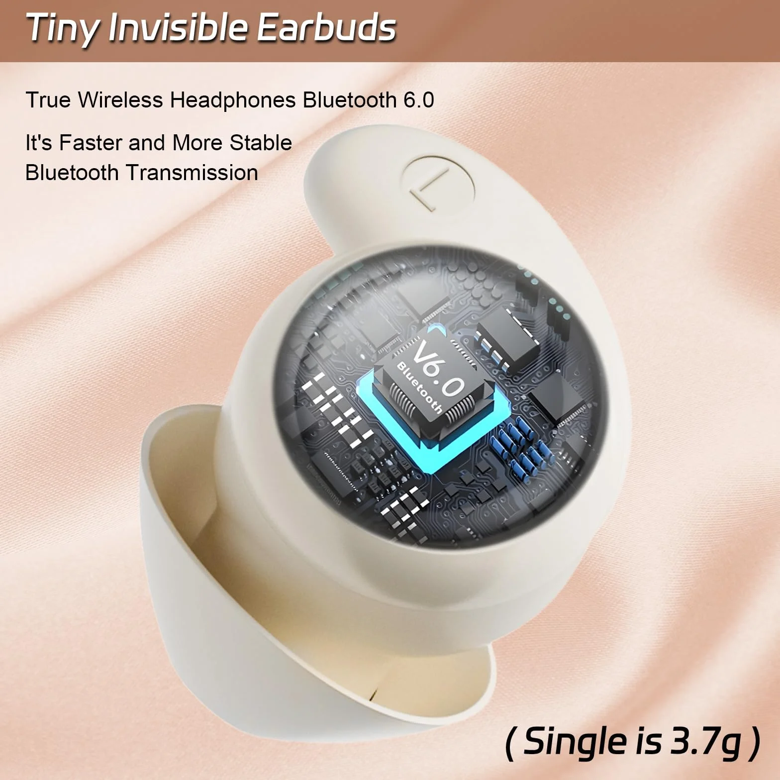 LOBKIN Cuffie Per Dormire, Cuffie Antirumore Per Dormire,Mini Auricolari Invisibili Bluetooth 6.0 In Silicone Liquido,Auricolari Per Dormire, Adatte Per Sport, Yoga e Viaggi