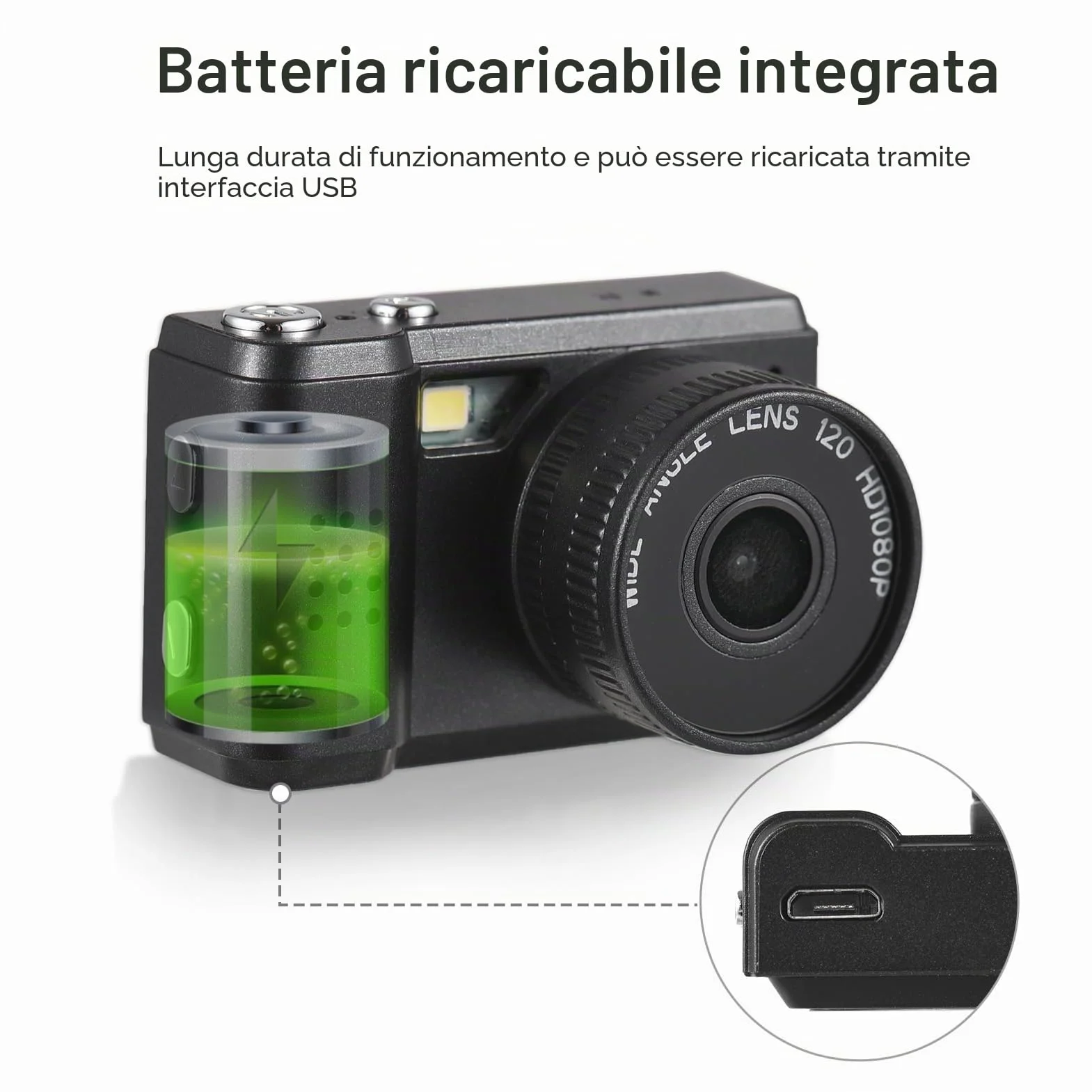 Andoer Mini Fotocamera Digitale, 1080P, Compatta, Con Schermo LCD, Rosa/Nero, Per Bambini, Adolescenti, Anziani, Principianti