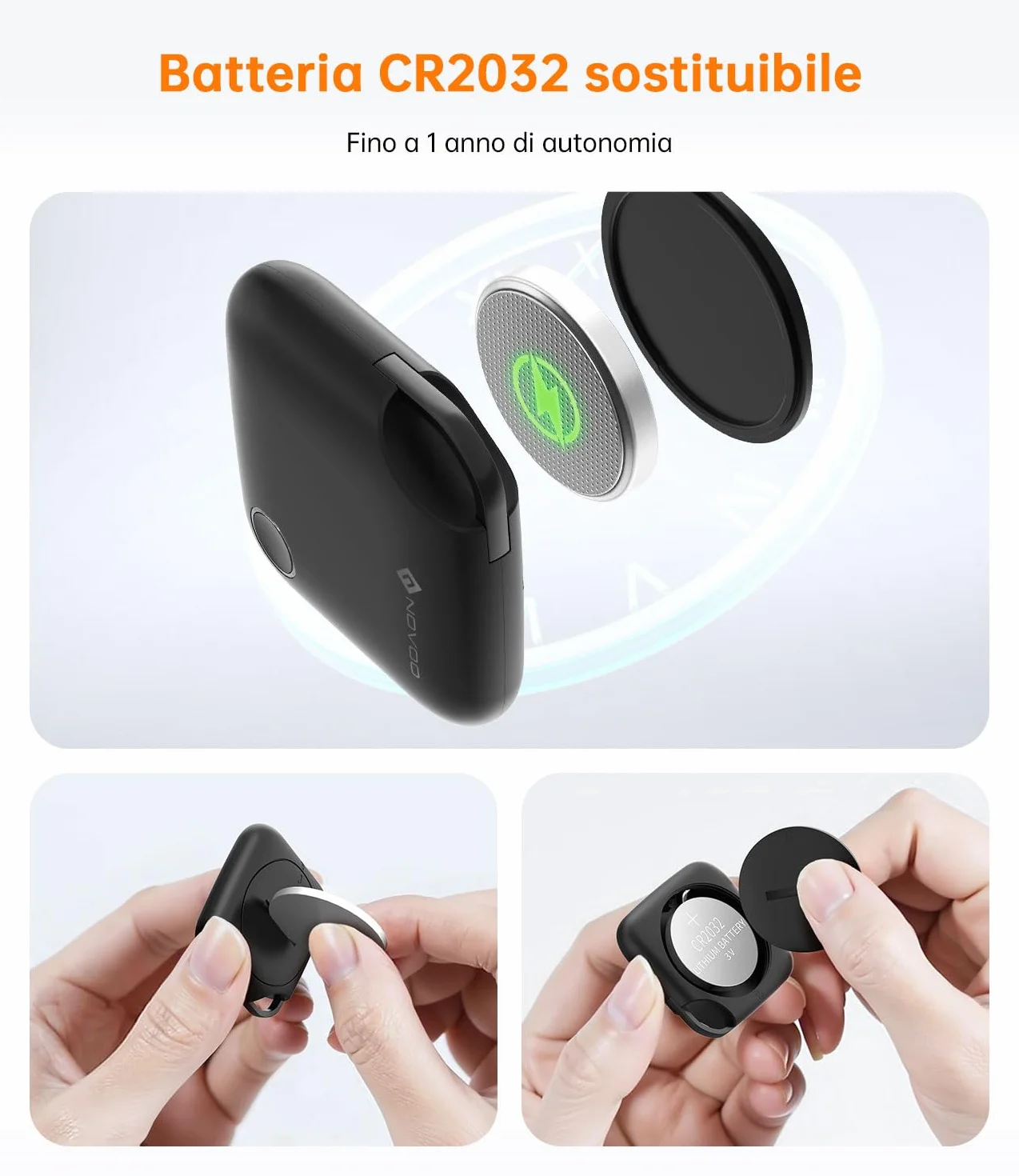 NOVOO Smart Tag Apple Find My Localizzatore Oggetti Allarme 80 dB Batteria Sostituibile Blocco Bambini Tracker Chiavi Portafoglio Bagagli 4 Pezzi