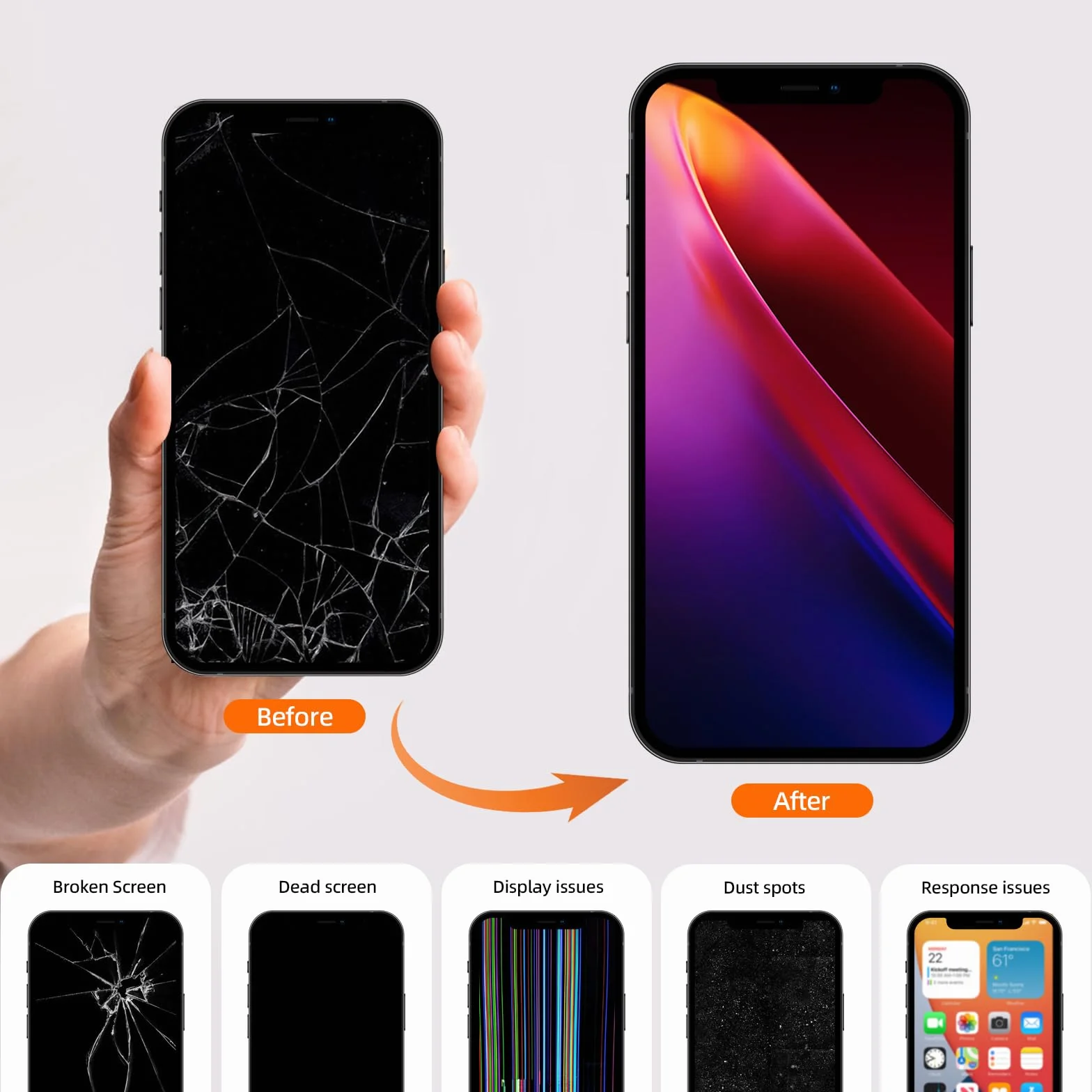 DTD Schermo per iPhone 12/iPhone 12 PRO LCD 6.1" Schermo sostitutivo FHD 3D Touch Screen Digitizer Telaio di Montaggio e Kit di Riparazione