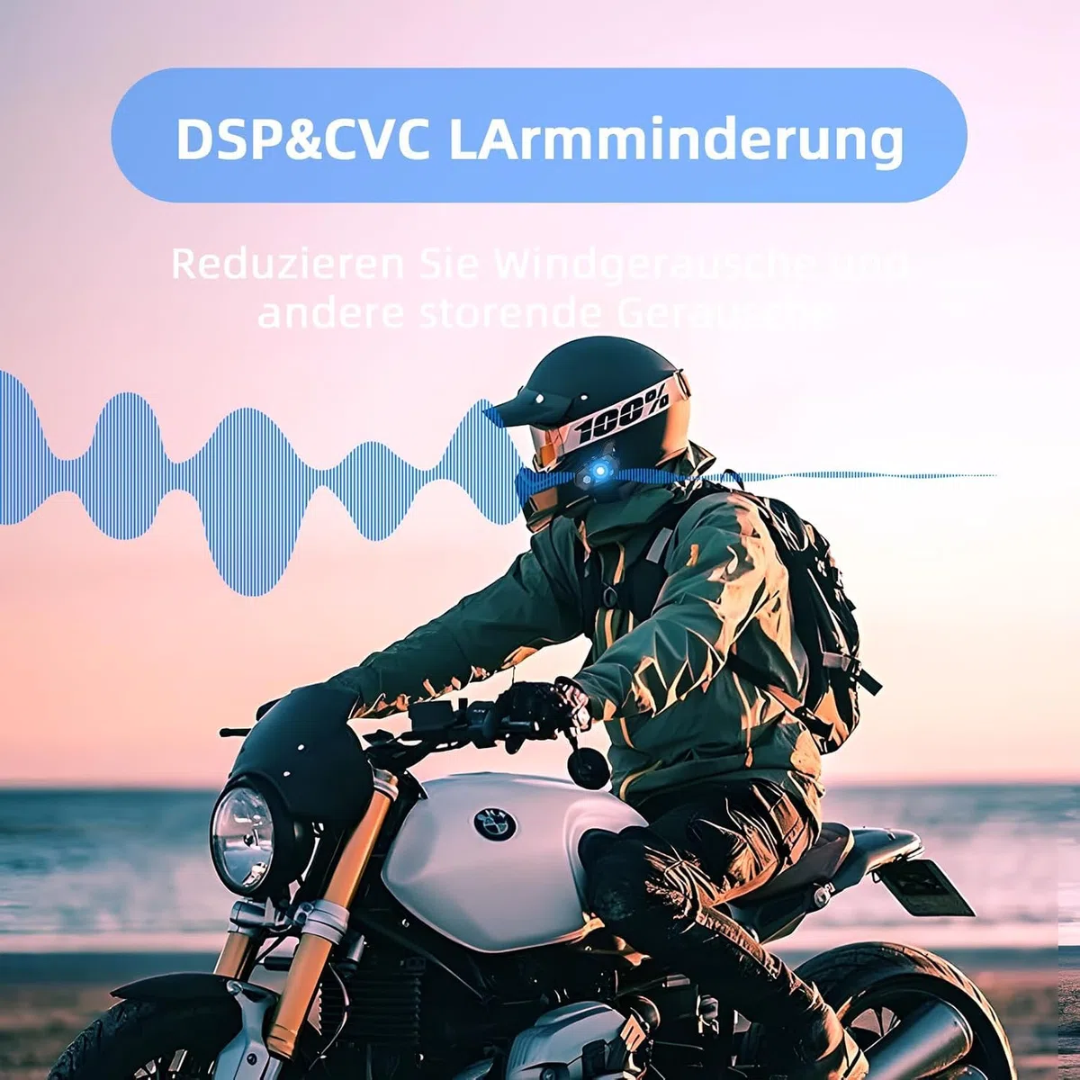 R5 1000m Interfono Moto Bluetooth Coppia Auricolare Bluetooth Casco Moto per 2 Persone,10h Conversazione Continua,Interfono Casco Moto con Radio,Funzione di Chiamata Vocale Siri,Doppio