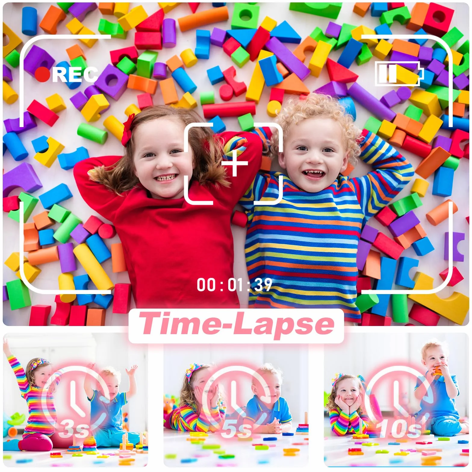 Macchina fotografica digitale per bambini, macchina fotografica istantanea di stampa per ragazze, schermo da 2.0 pollici, 3 rotoli di carta da stampa, mini giocattolo ricaricabile per bambini (rosa)