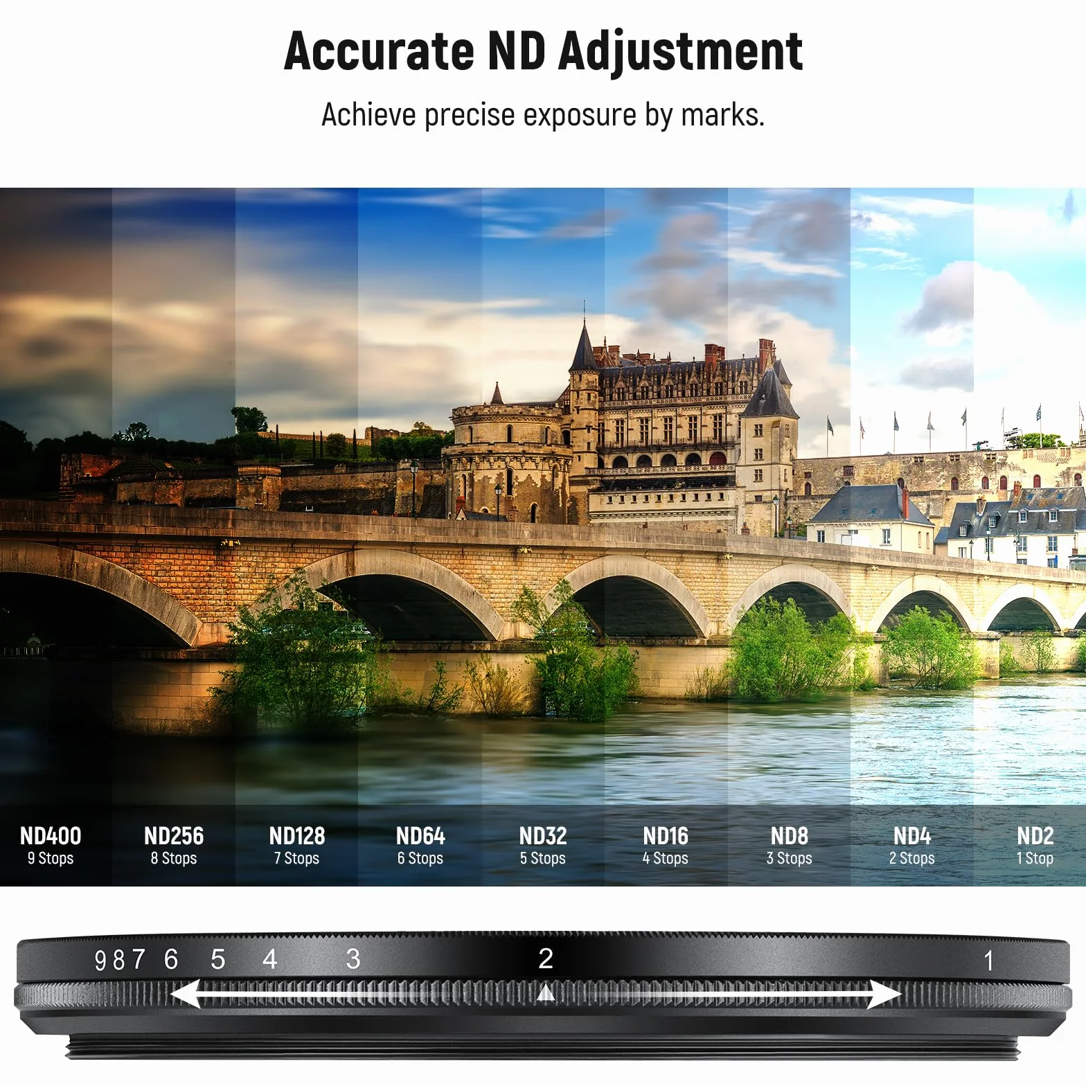 NEEWER BASICS Filtro ND Variabile da 67mm, Filtro ND2-400 a Densità Neutra Variabile Ruotabile con Riduzione della Luce 1-9 Stop con Rivestimento Anti Impronta, Telaio Sottile per Obiettivo Fotocamera